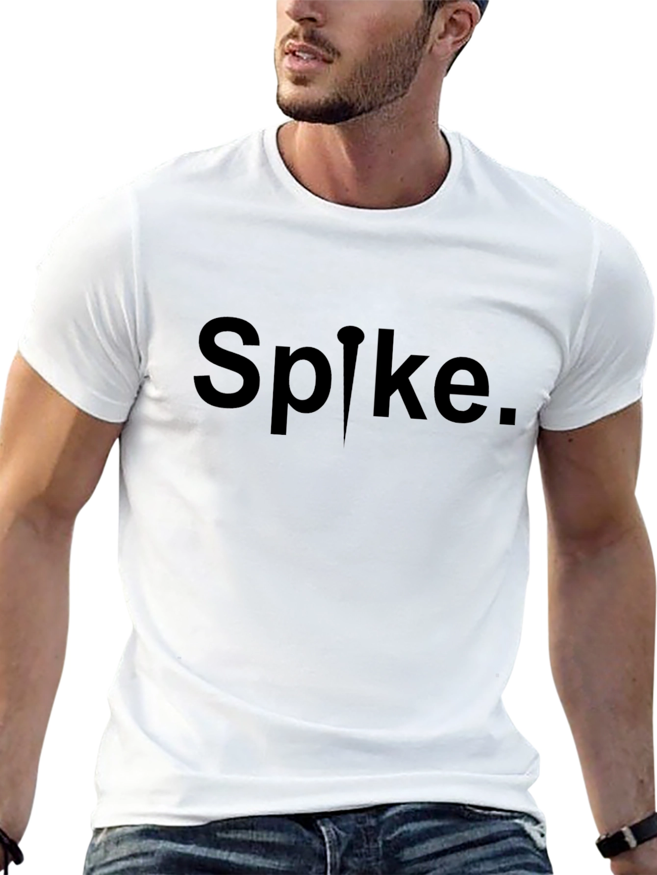 Spike Graphic Tee - Black Cotton Casual Wear