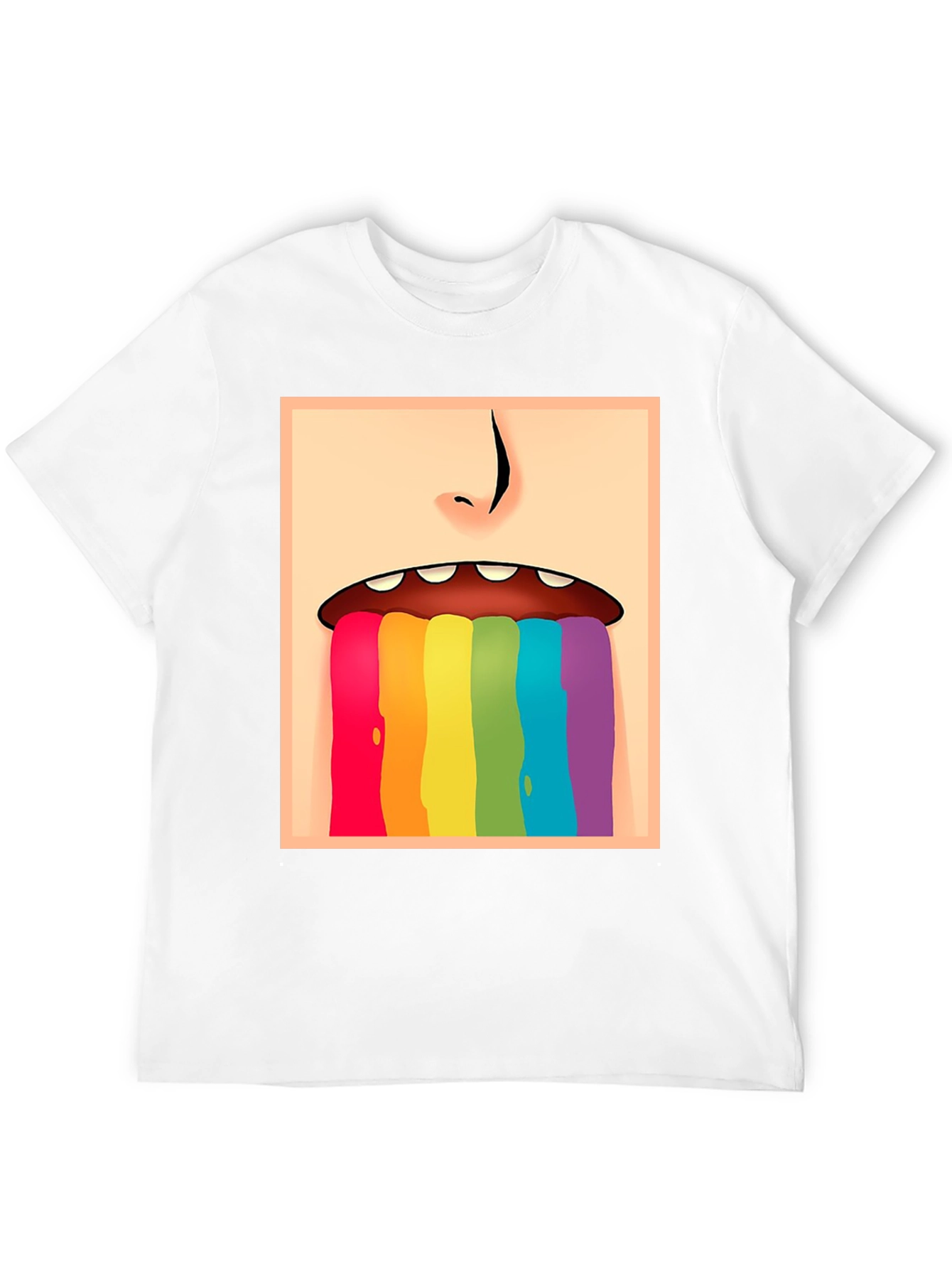 Rainbow Vomit Graphic Tee - Black Cotton Comfort