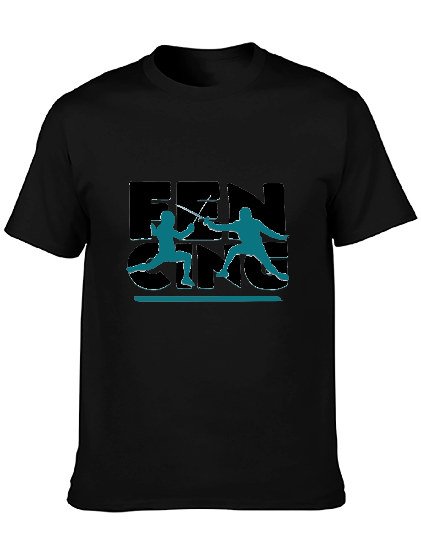Fencing Silhouette Graphic Black T-Shirt