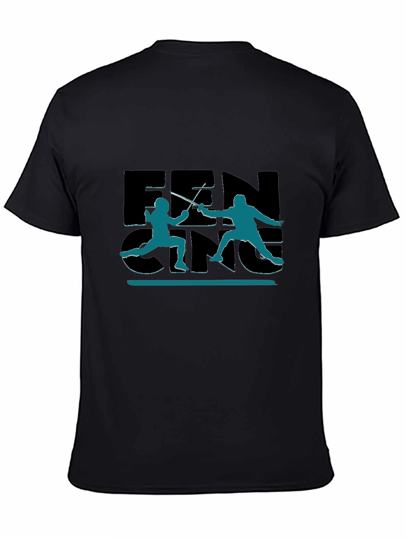 Fencing Silhouette Graphic Black T-Shirt