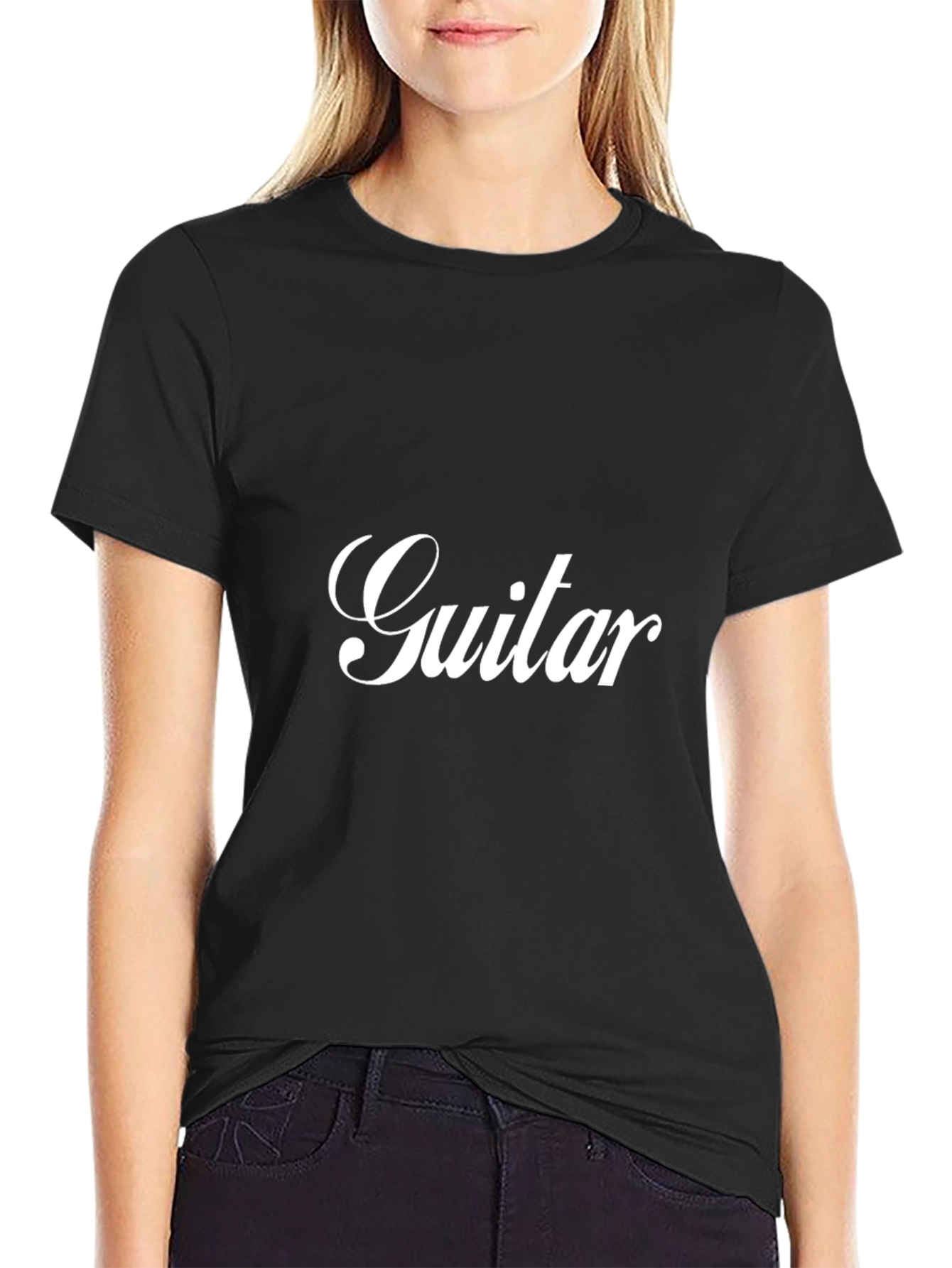 Guitar T-Shirt -  Classic Crew Neck Black Tee