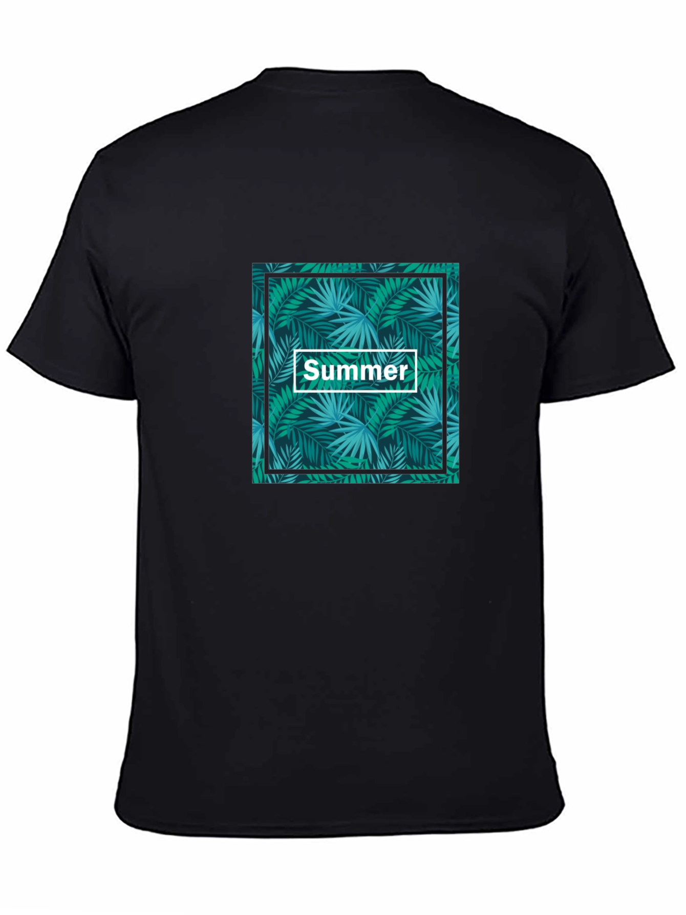 Tropical Summer Print Black T-Shirt