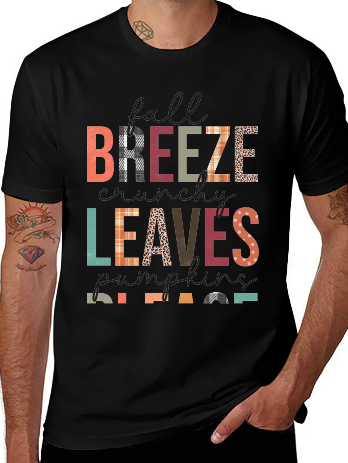 Fall Breeze Leaves Pumpkins Please Graphic Tee