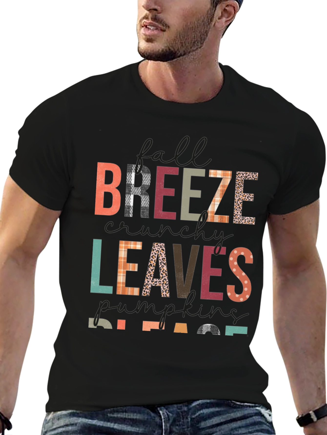 Fall Breeze Leaves Pumpkins Please Graphic Tee