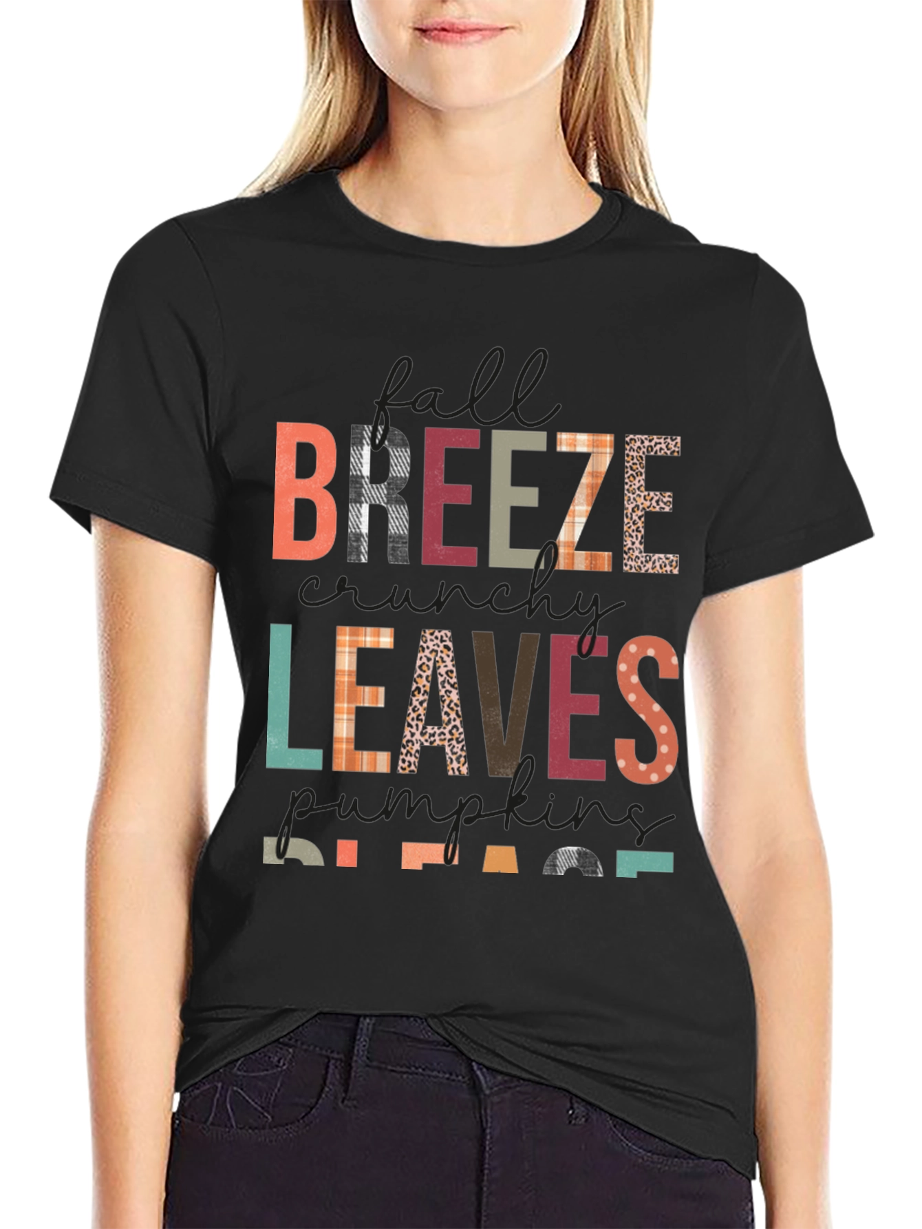 Fall Breeze Leaves Pumpkins Please Graphic Tee