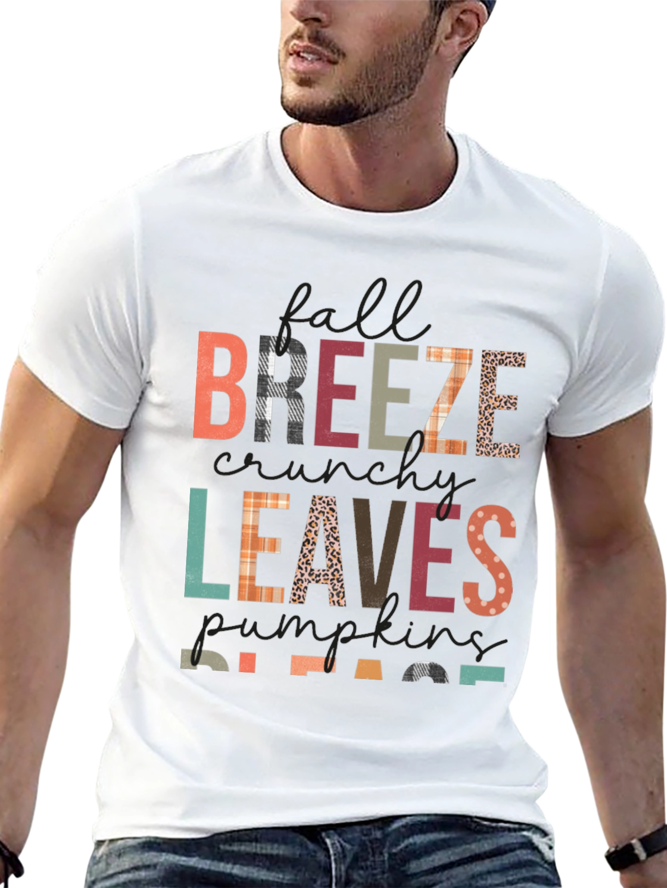 Fall Breeze Leaves Pumpkins Please Graphic Tee