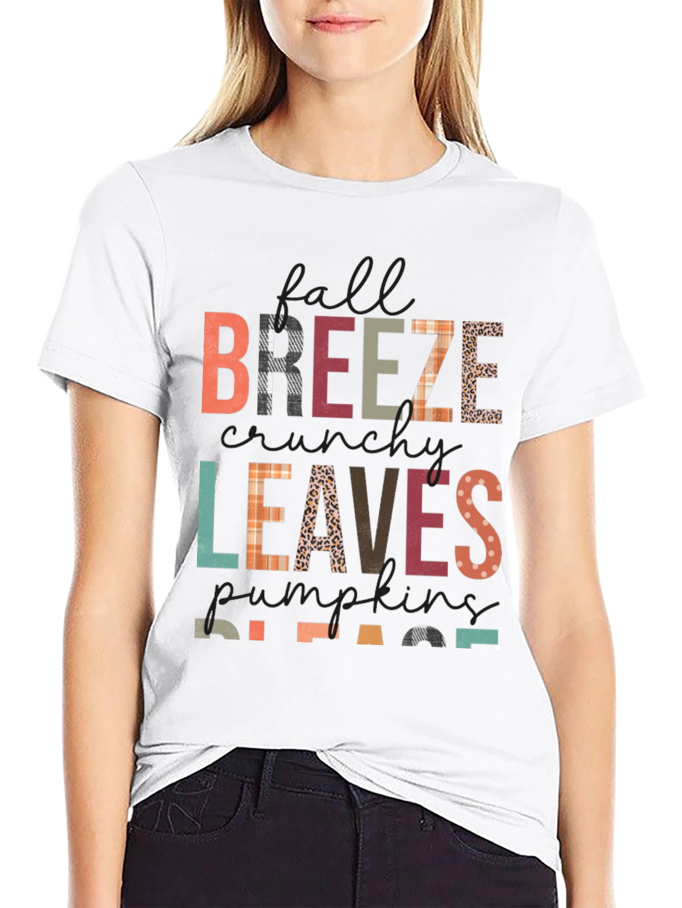 Fall Breeze Leaves Pumpkins Please Graphic Tee