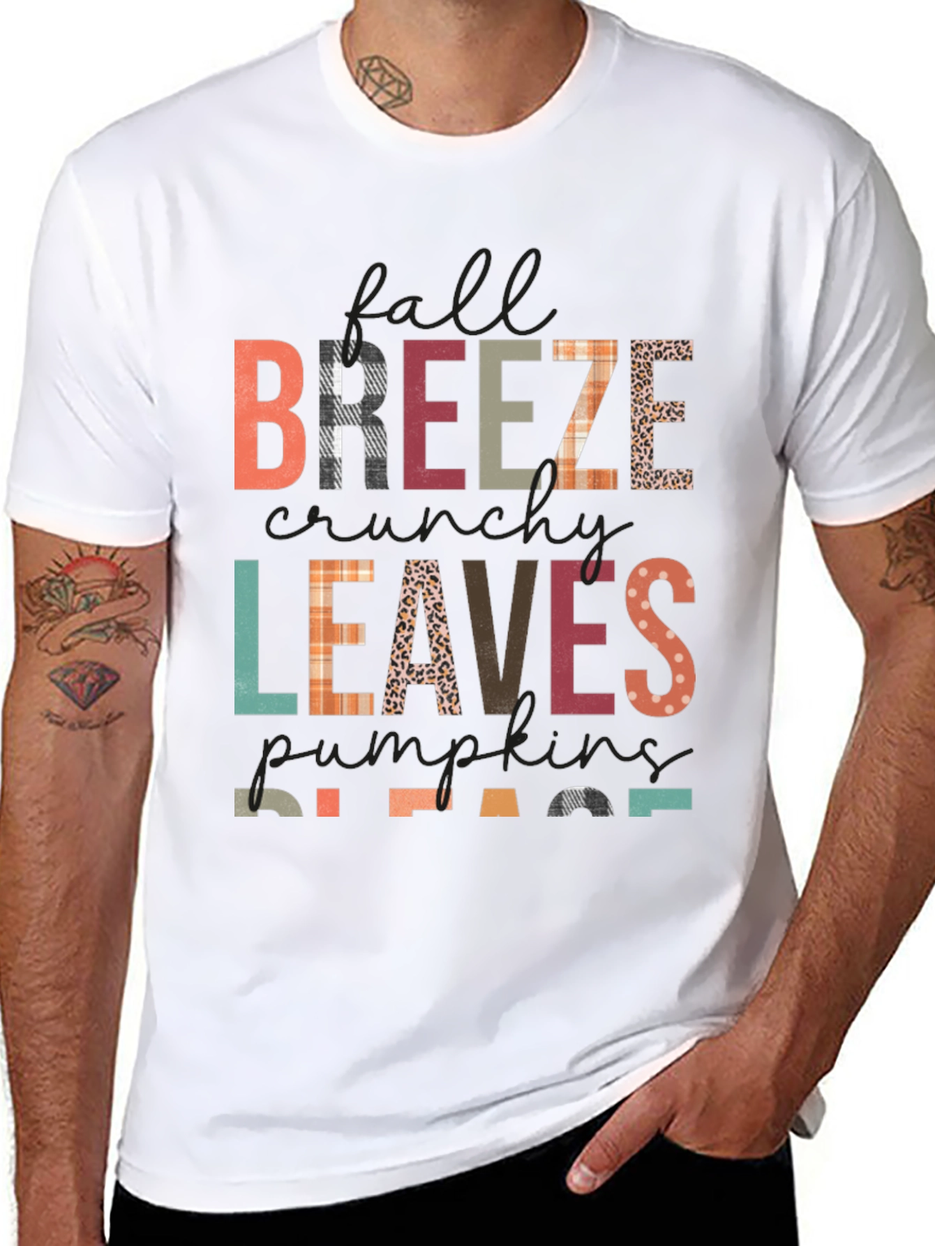 Fall Breeze Leaves Pumpkins Please Graphic Tee