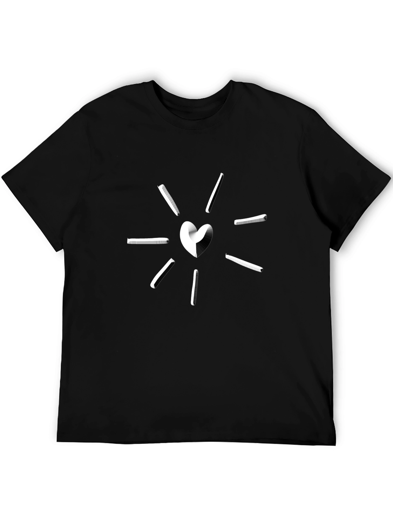 Heart Burst Graphic Tee - Trendy Black T-Shirt