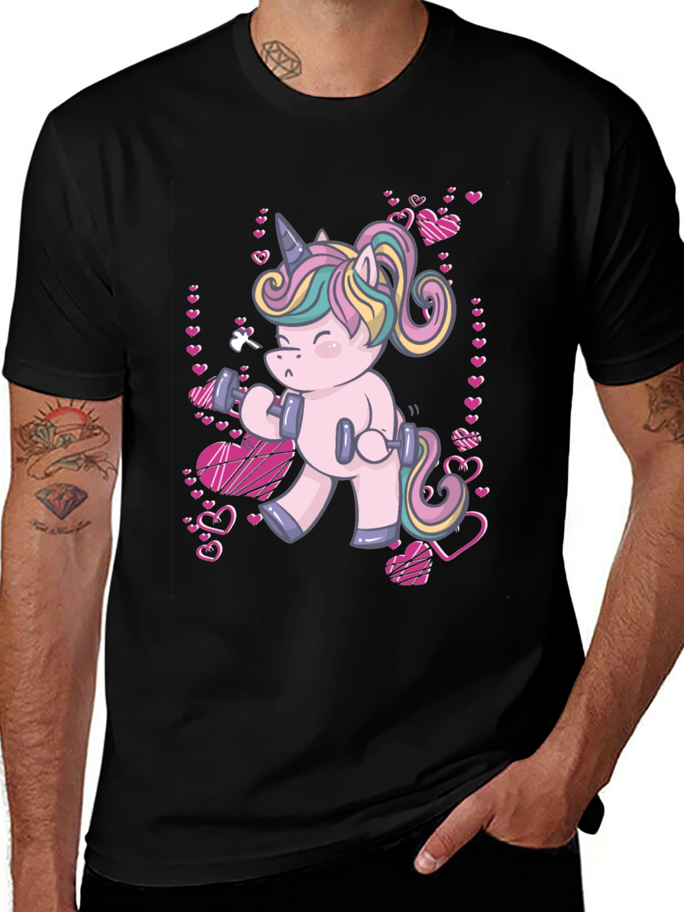 Unicorn Gym Workout Black T-Shirt