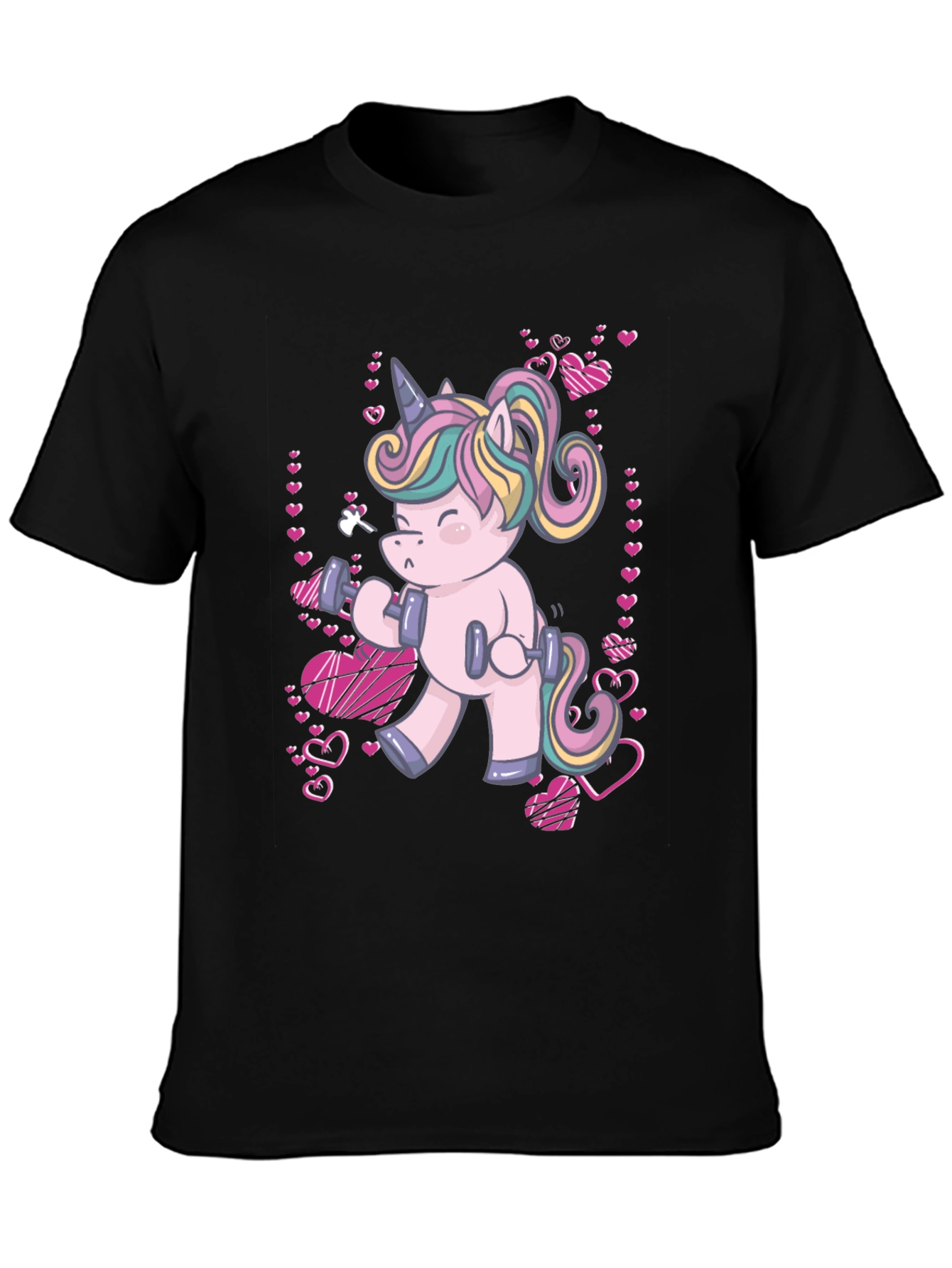Unicorn Gym Workout Black T-Shirt