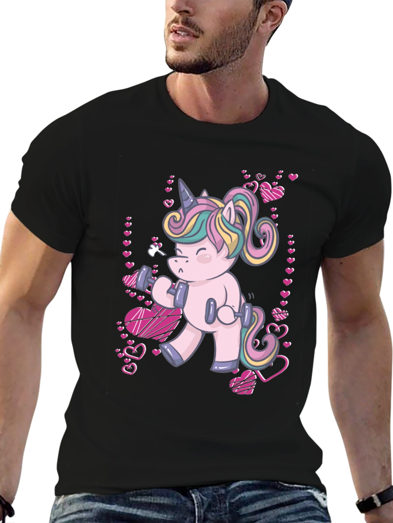 Unicorn Gym Workout Black T-Shirt