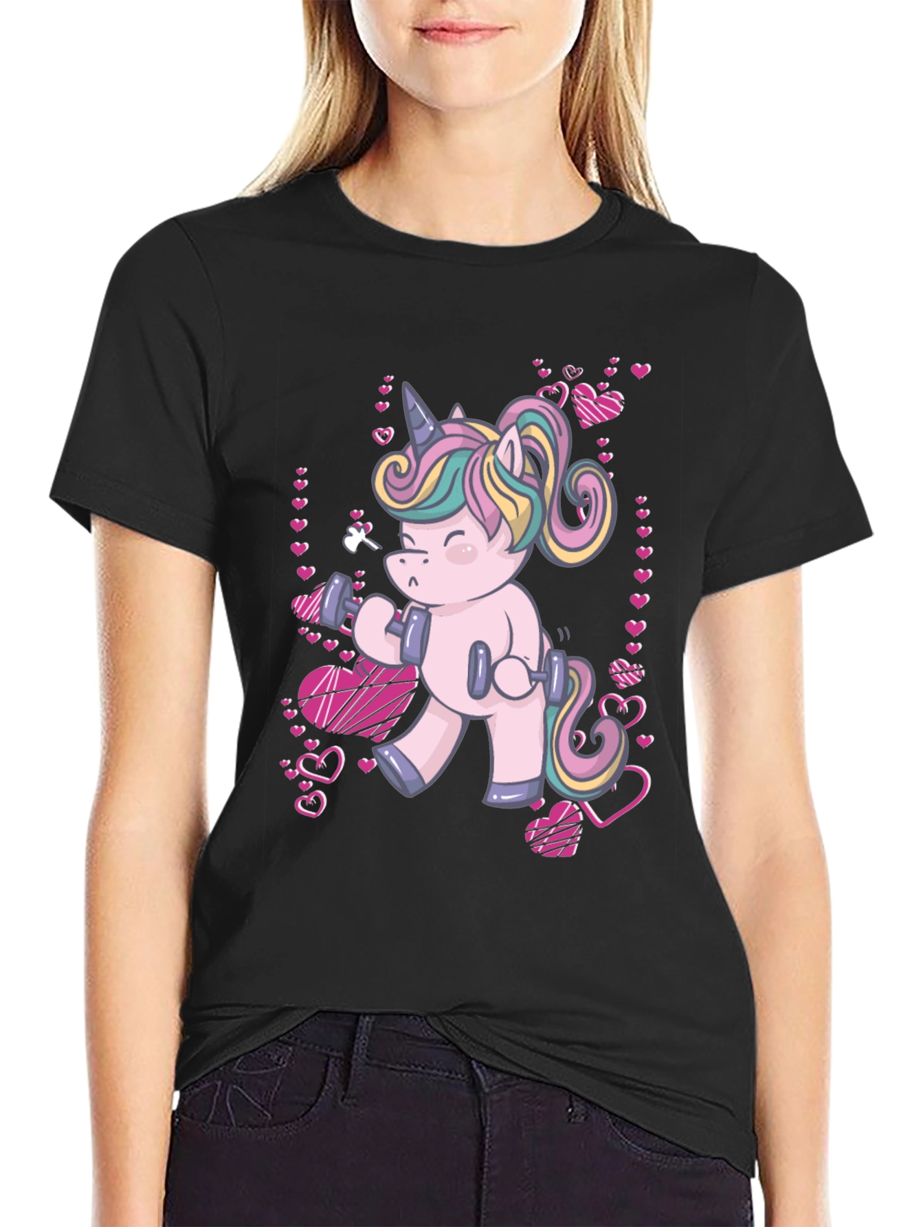Unicorn Gym Workout Black T-Shirt