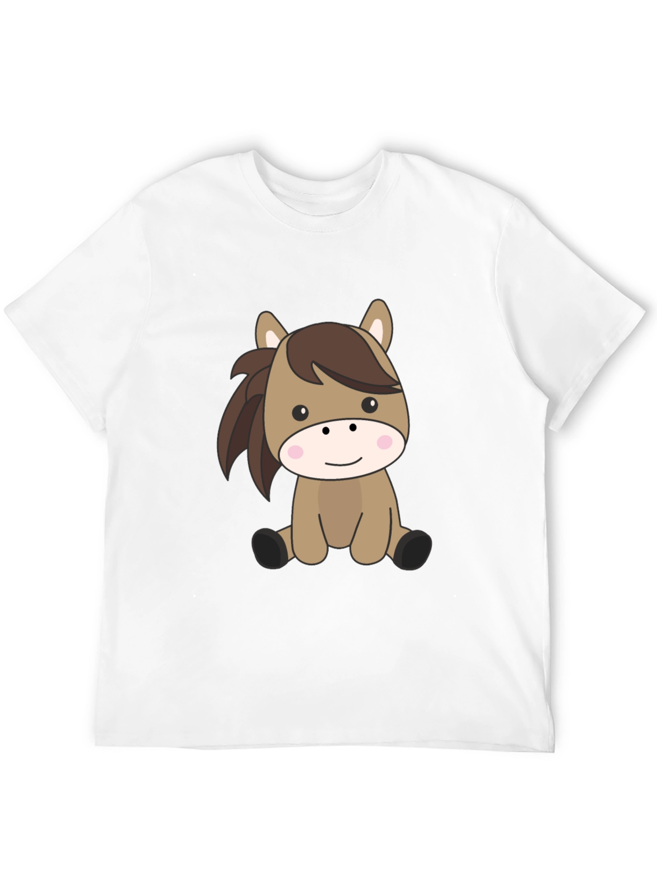 Cute Cartoon Horse Black T-Shirt