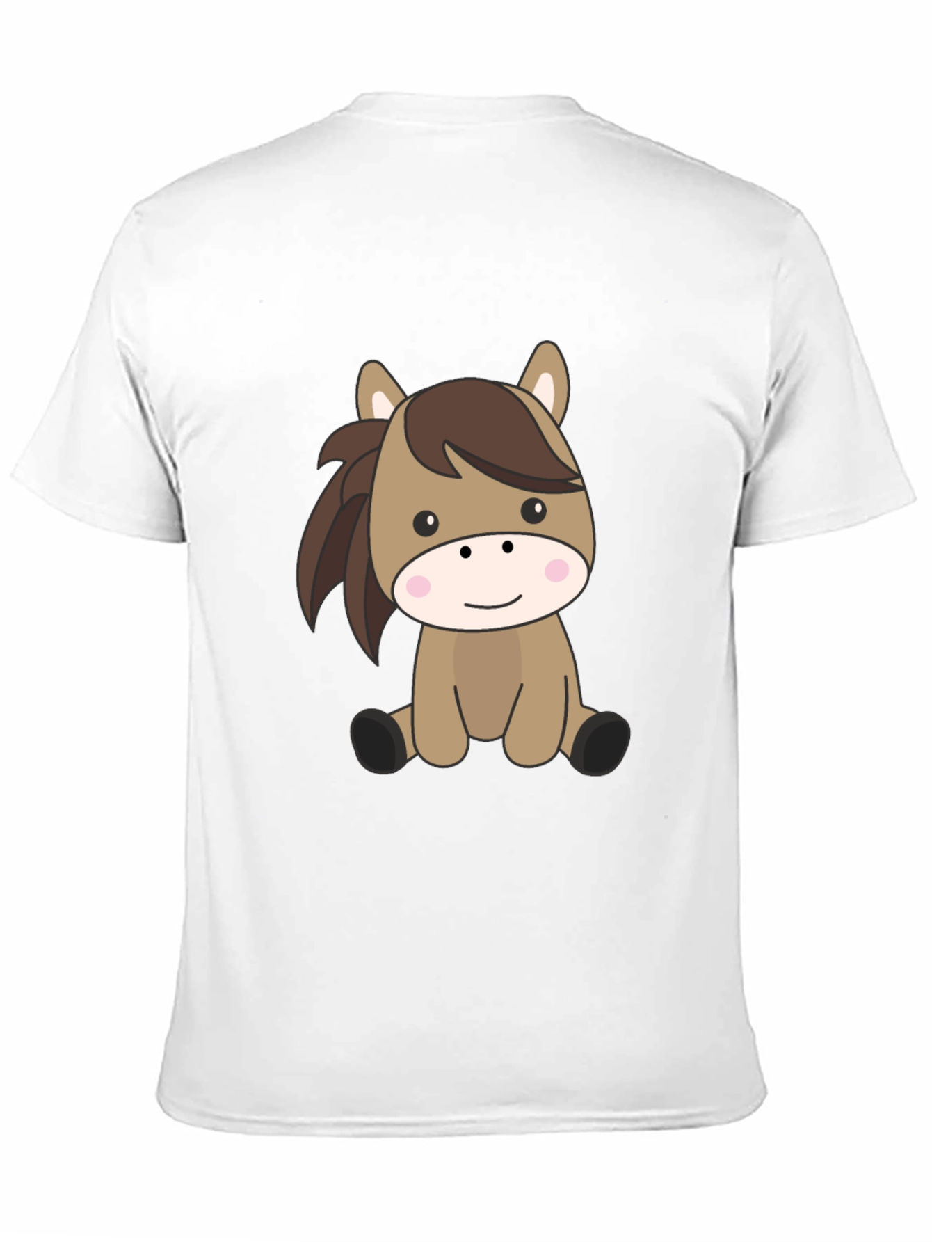 Cute Cartoon Horse Black T-Shirt