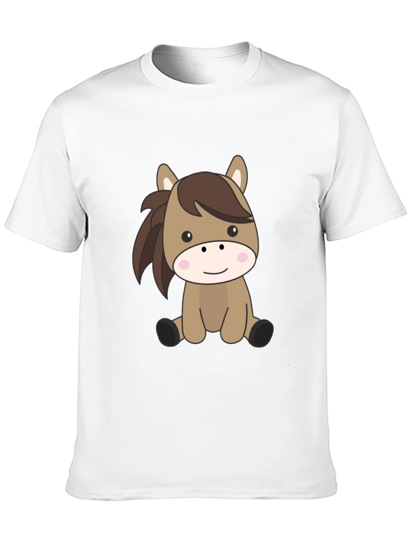 Cute Cartoon Horse Black T-Shirt
