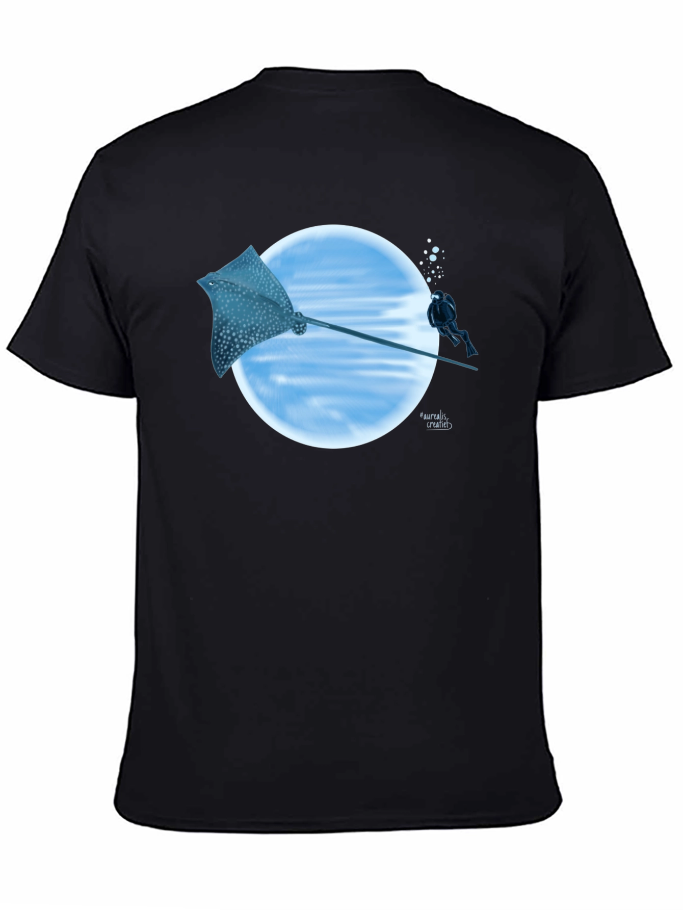 Spotted Eagle Ray Scuba Diving Black T-Shirt