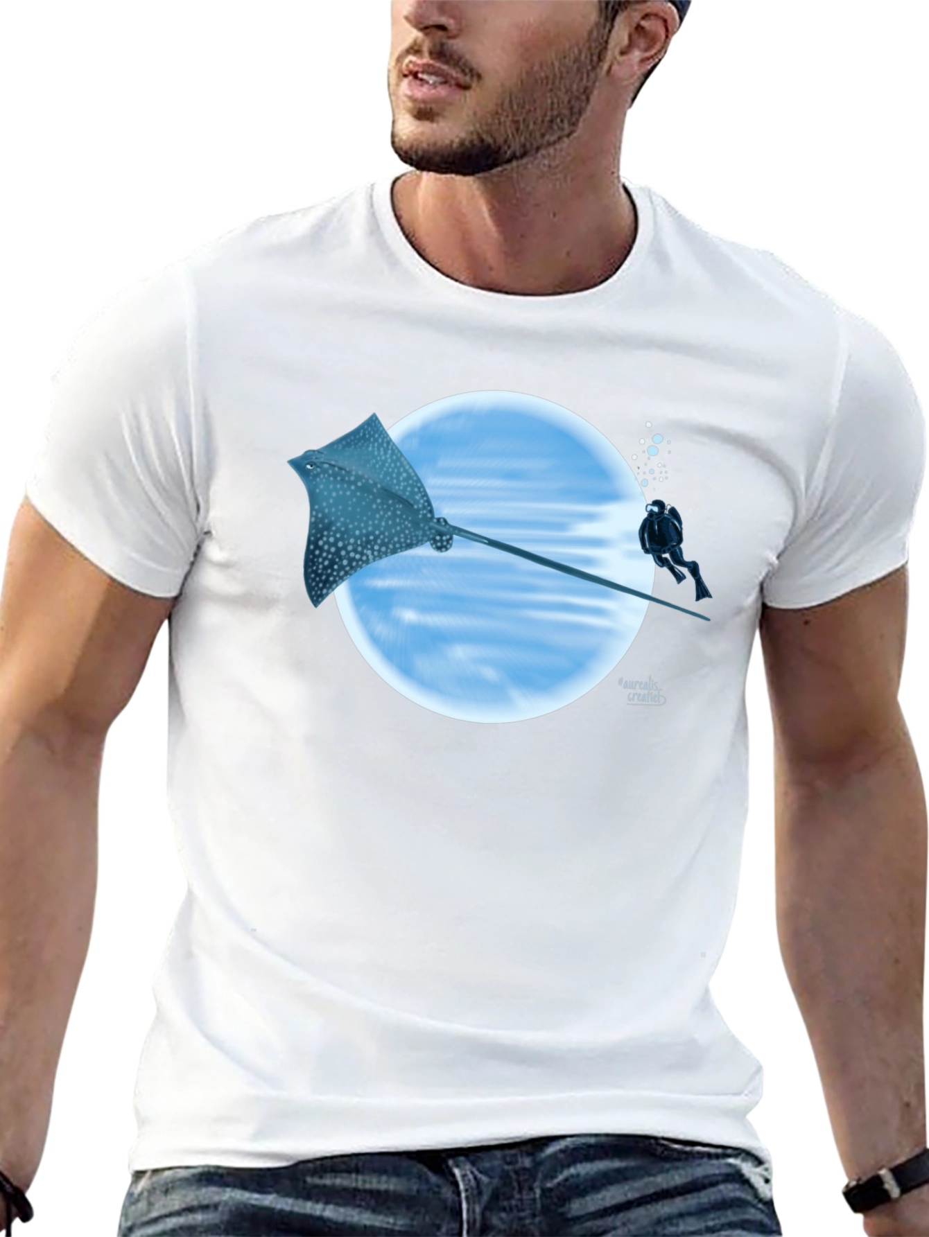 Spotted Eagle Ray Scuba Diving Black T-Shirt