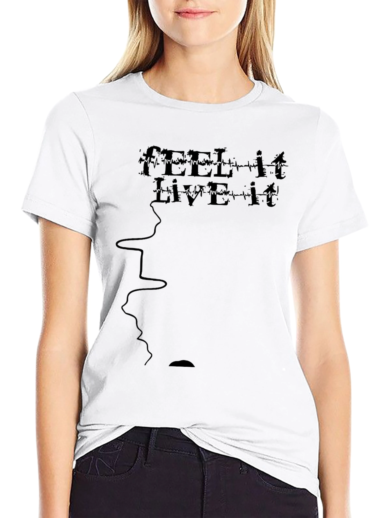 Feel It Live It Black Graphic T-Shirt
