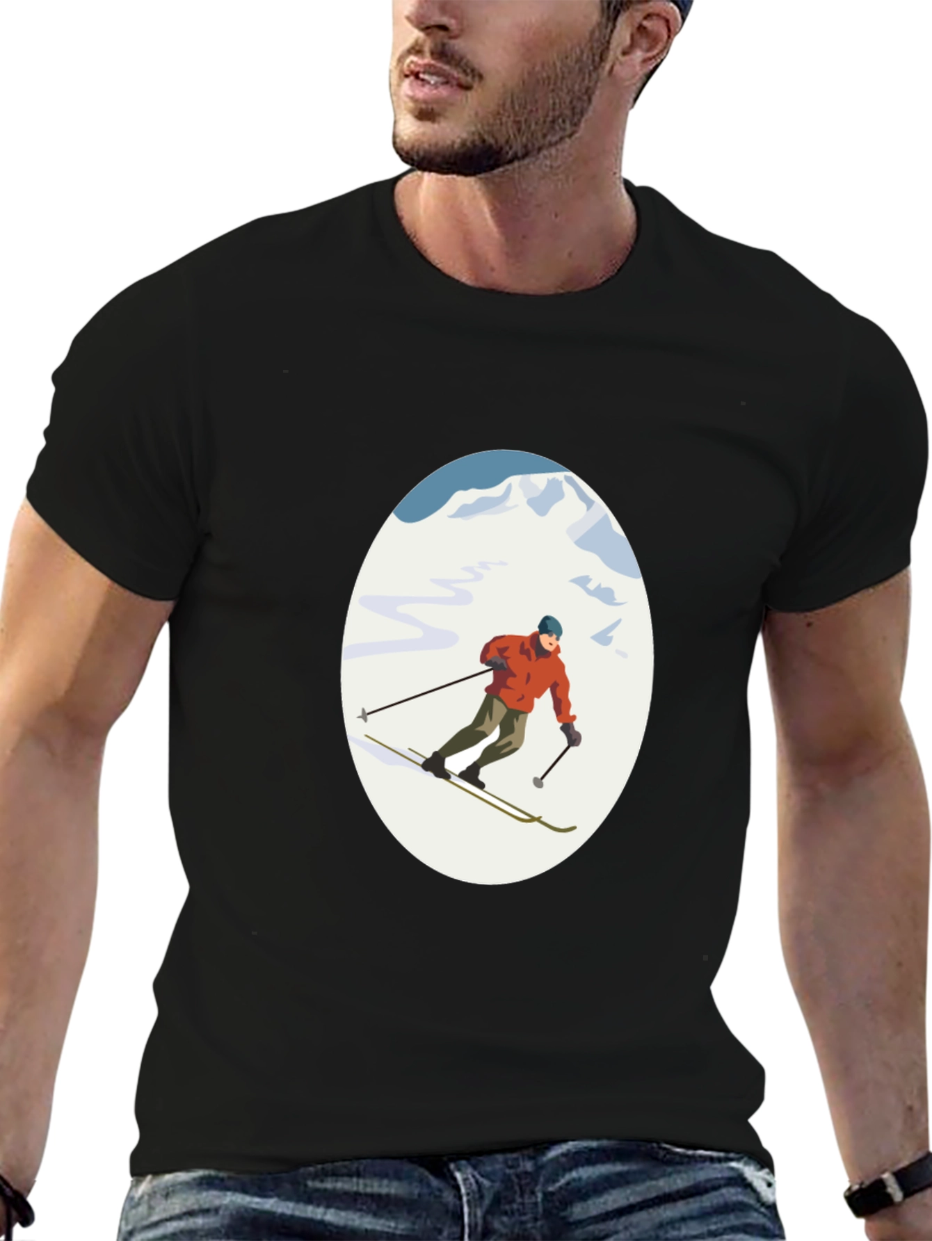 Skiing T-Shirt - Mens Graphic Tee