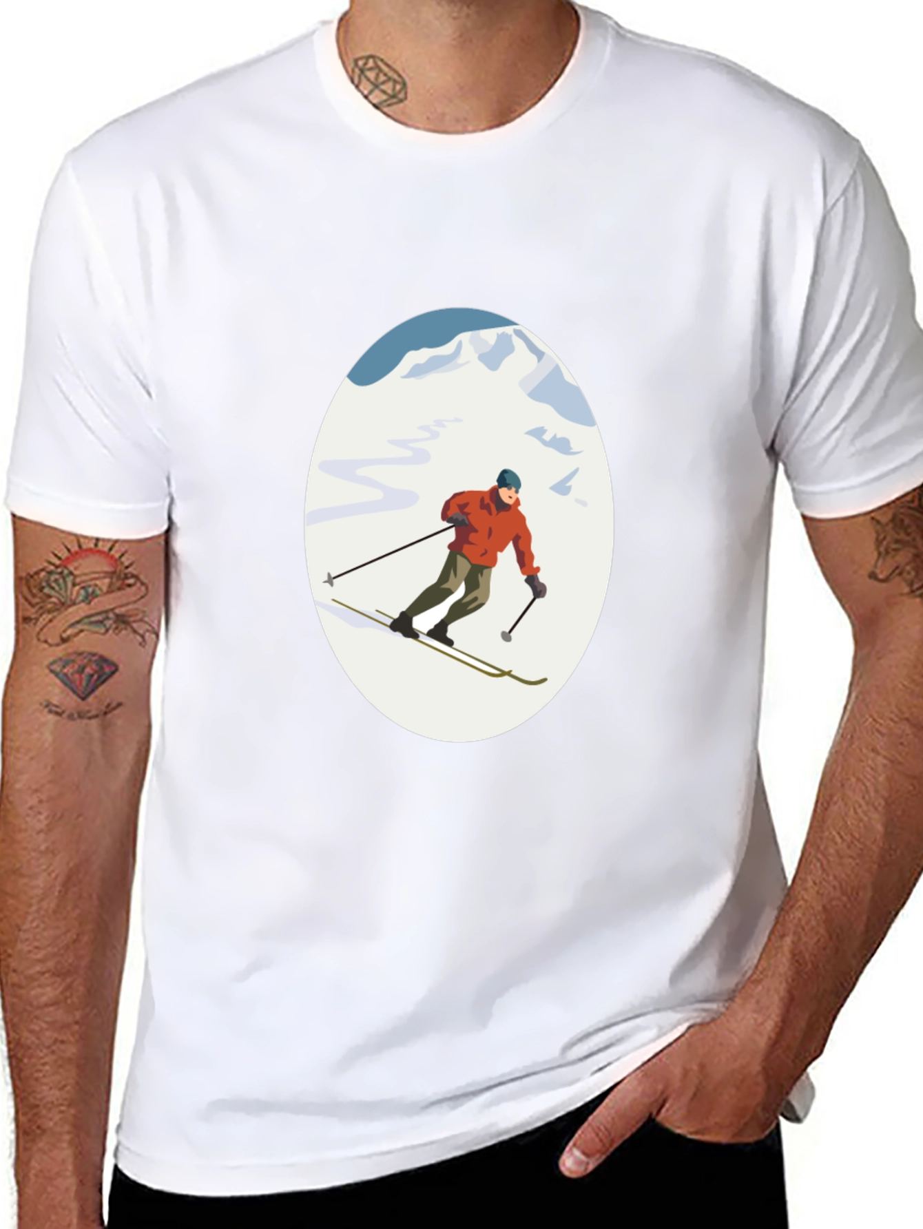 Skiing T-Shirt - Mens Graphic Tee