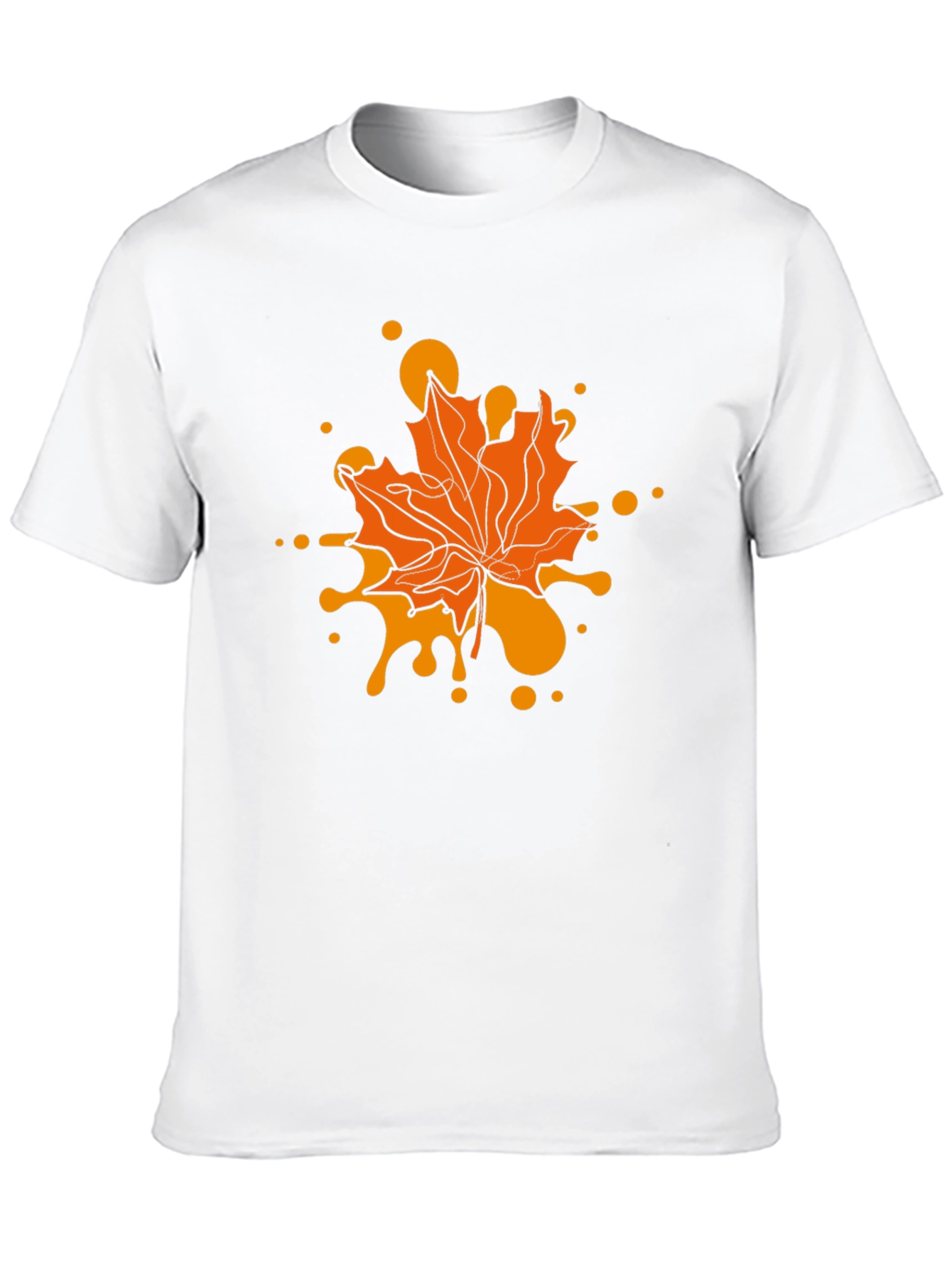 Autumn Maple Leaf Graphic Tee - Black Casual T-Shirt