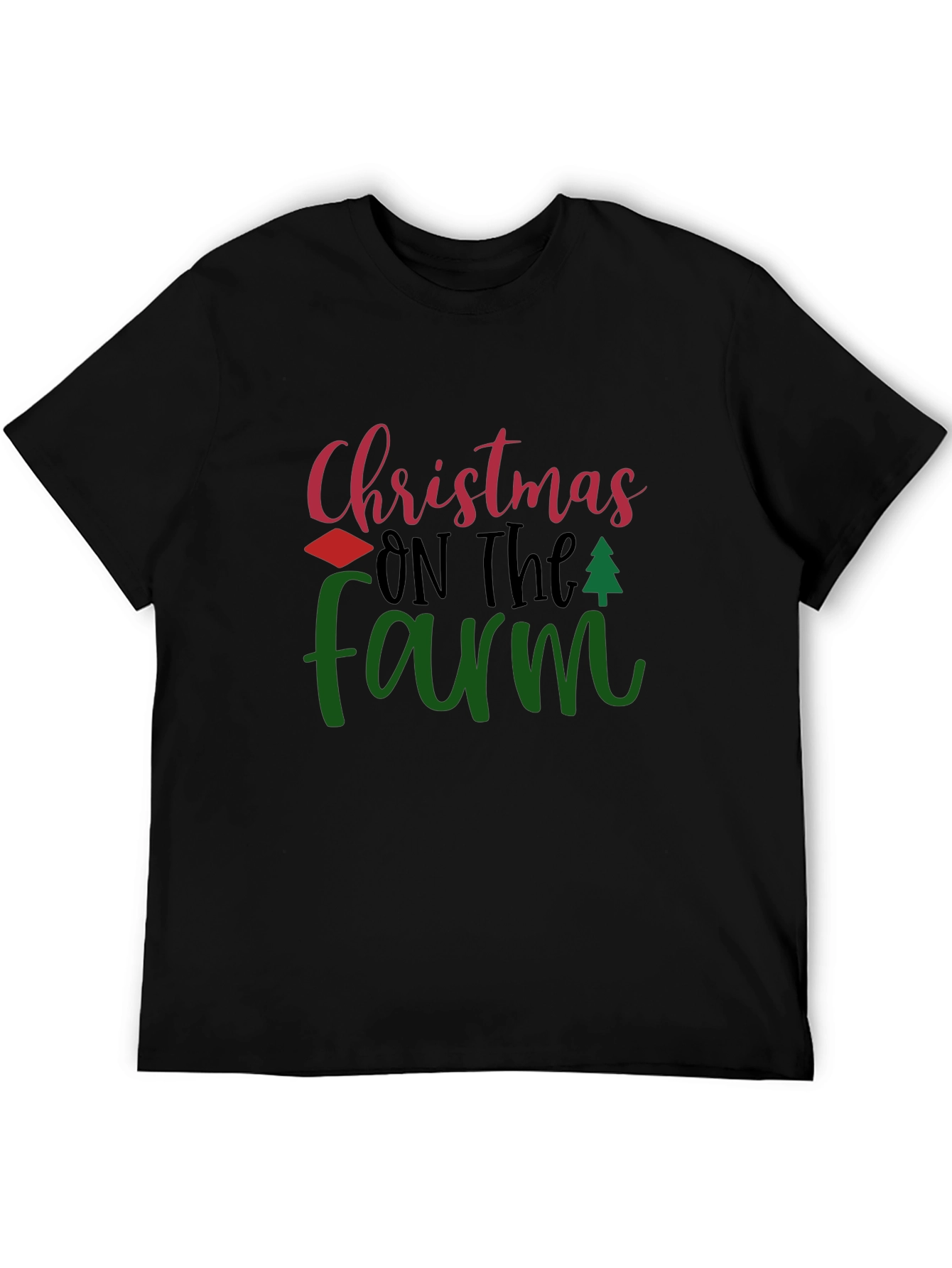 Christmas On The Farm Black T-Shirt