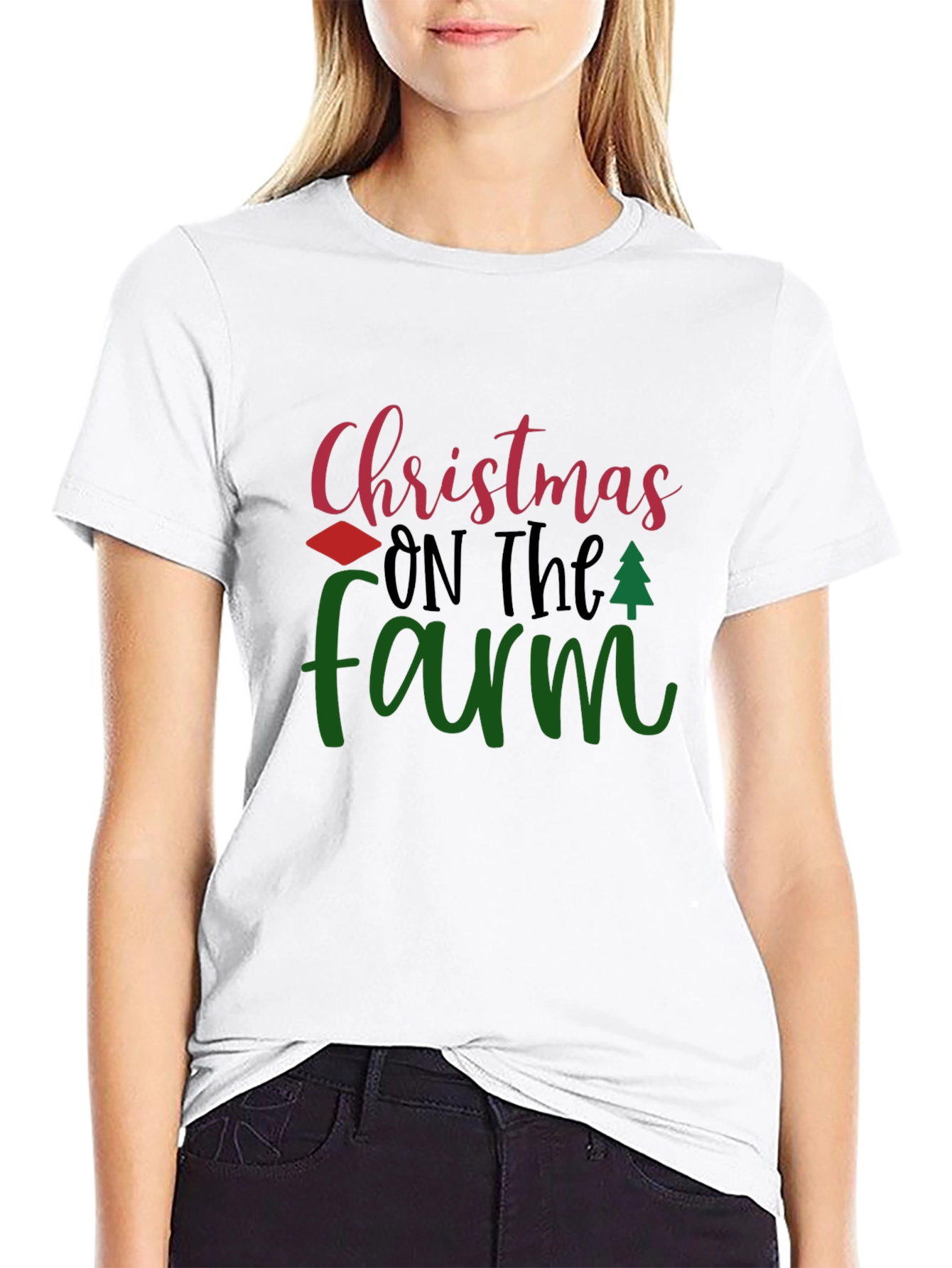 Christmas On The Farm Black T-Shirt