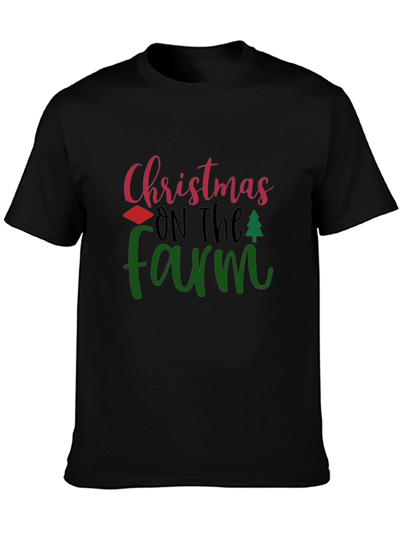 Christmas On The Farm Black T-Shirt