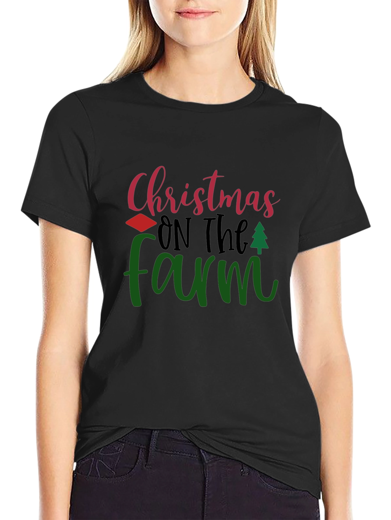 Christmas On The Farm Black T-Shirt