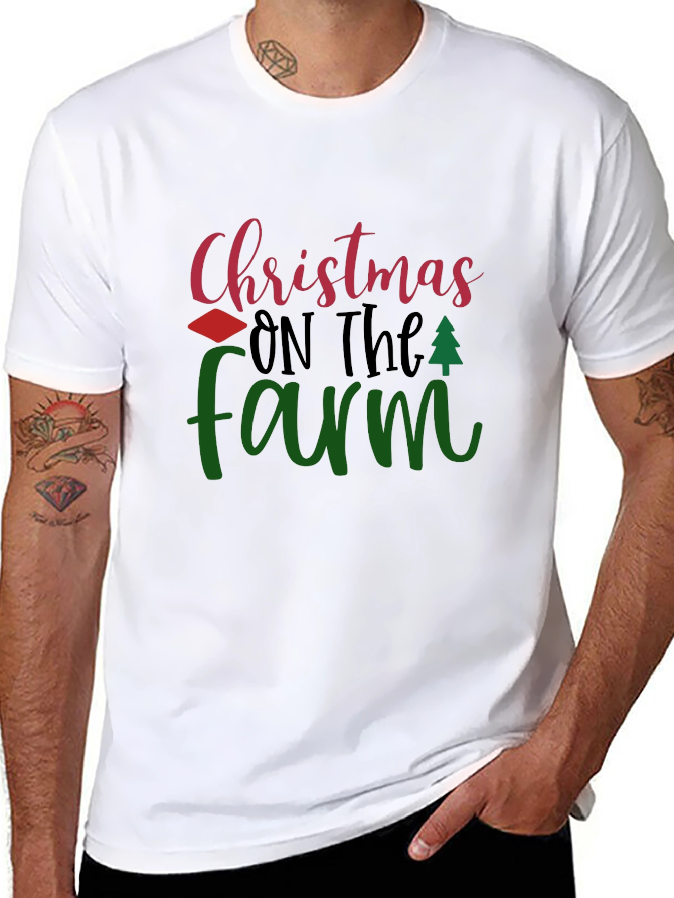 Christmas On The Farm Black T-Shirt