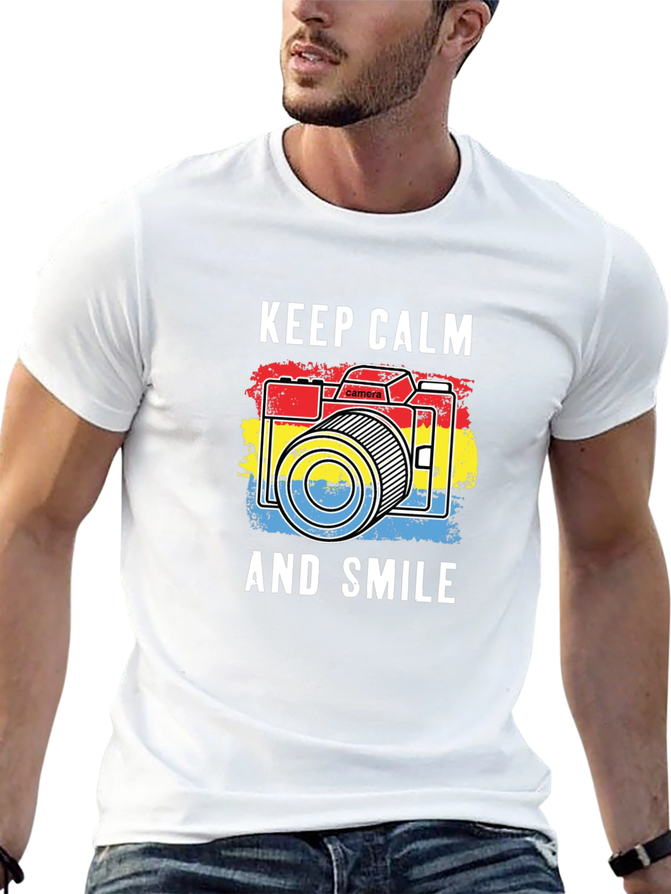 Keep Calm & Smile Camera Graphic Tee