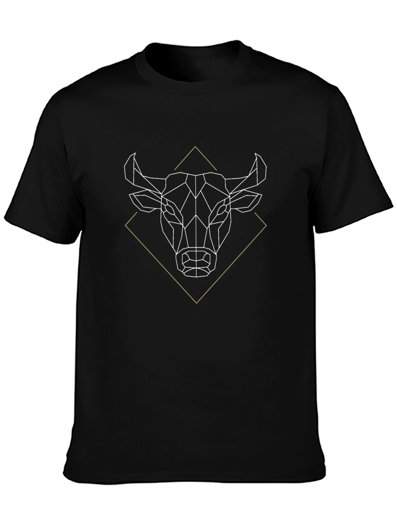 Geometric Bull Graphic Tee - Stylish Black T-Shirt