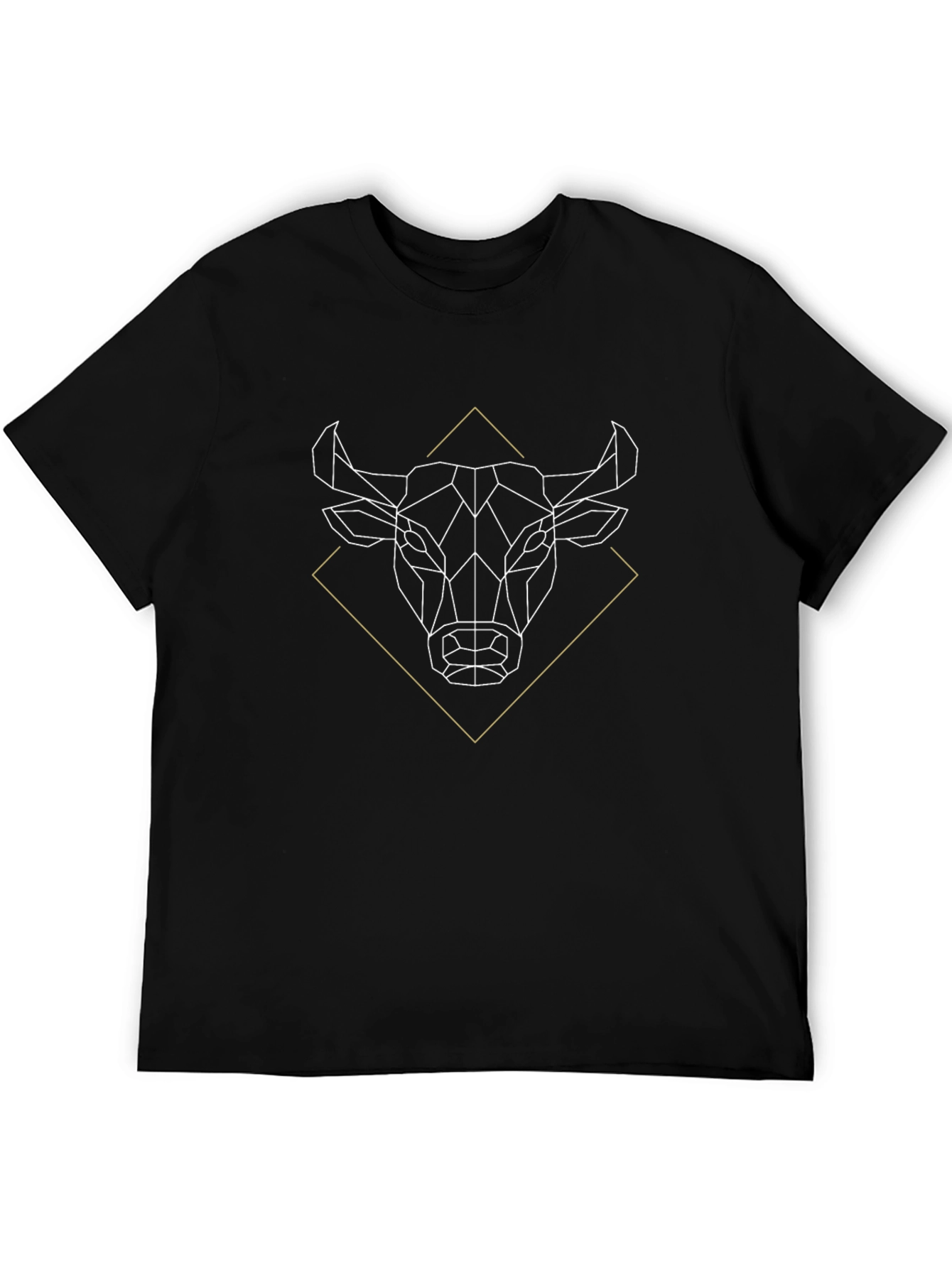 Geometric Bull Graphic Tee - Stylish Black T-Shirt