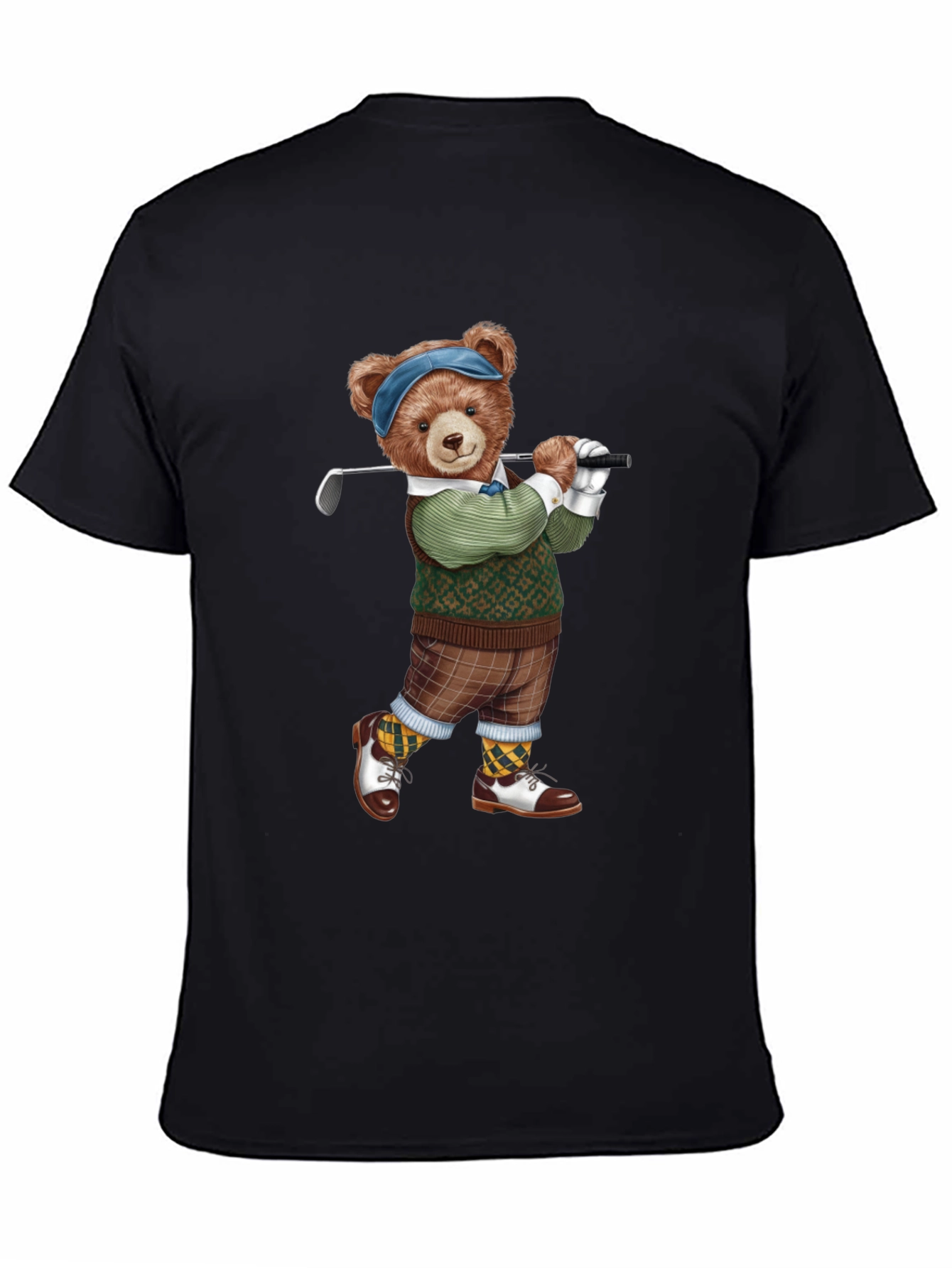 Golfing Bear Graphic Tee - Black T-Shirt