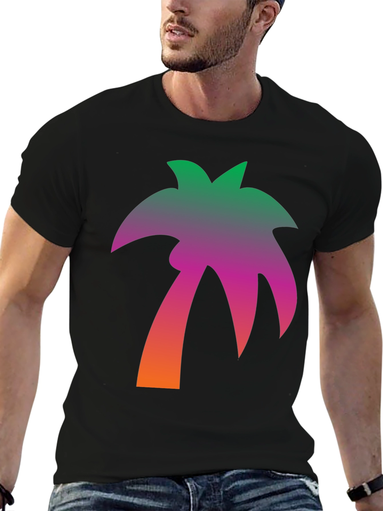 Gradient Palm Tree Graphic T-Shirt