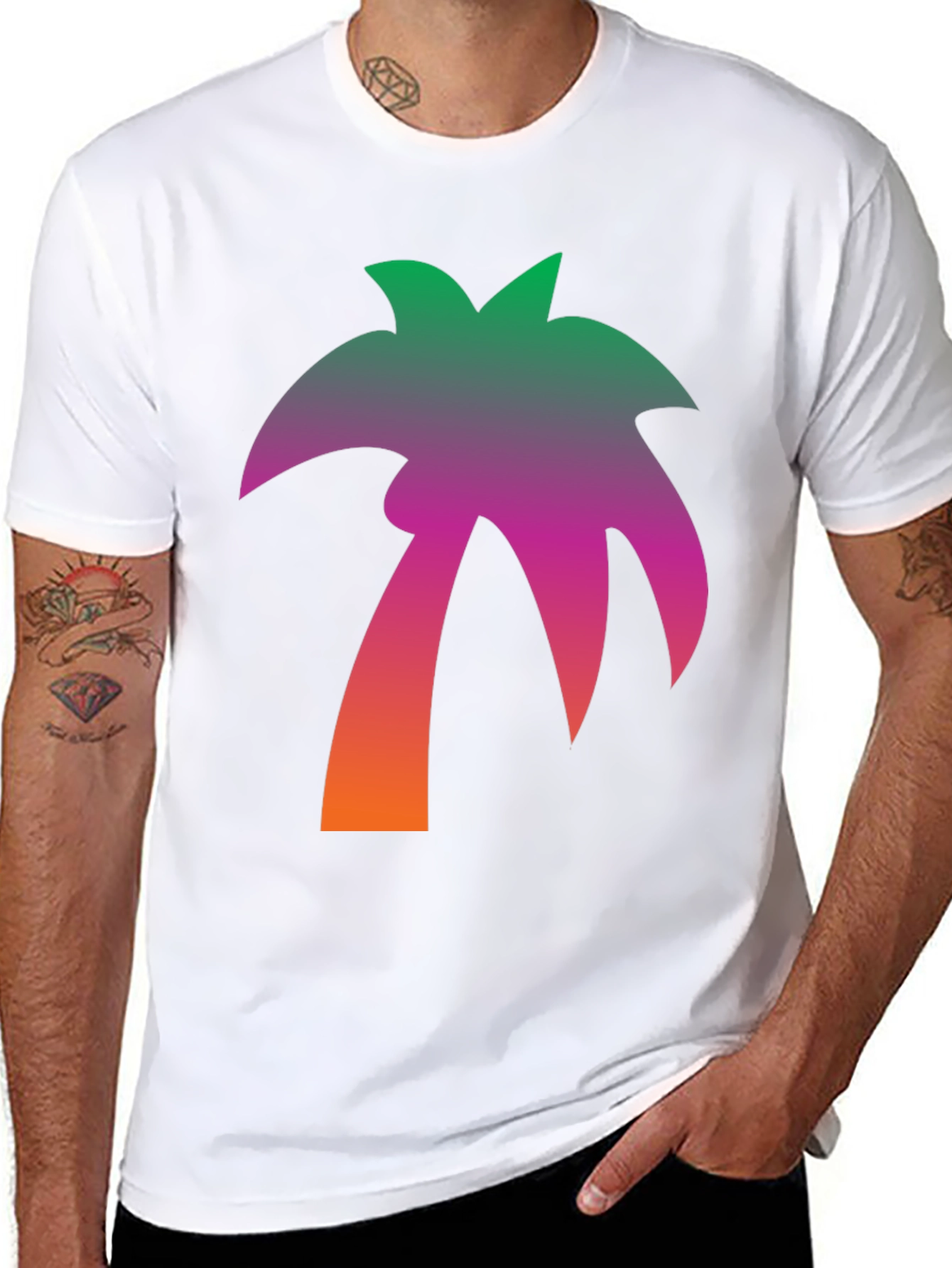 Gradient Palm Tree Graphic T-Shirt