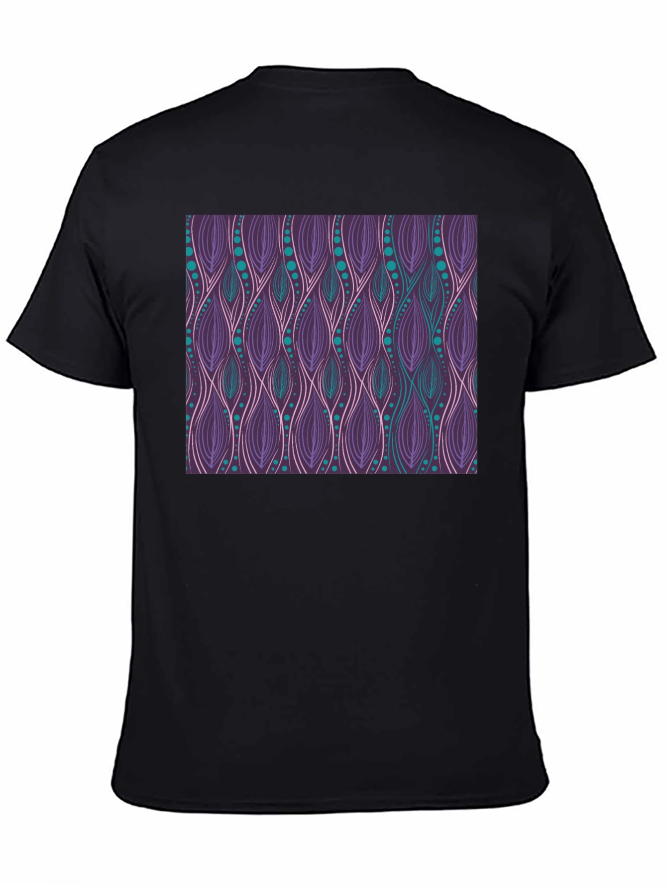 Patterned Tee: Stylish Purple & Teal Graphic T-Shirt