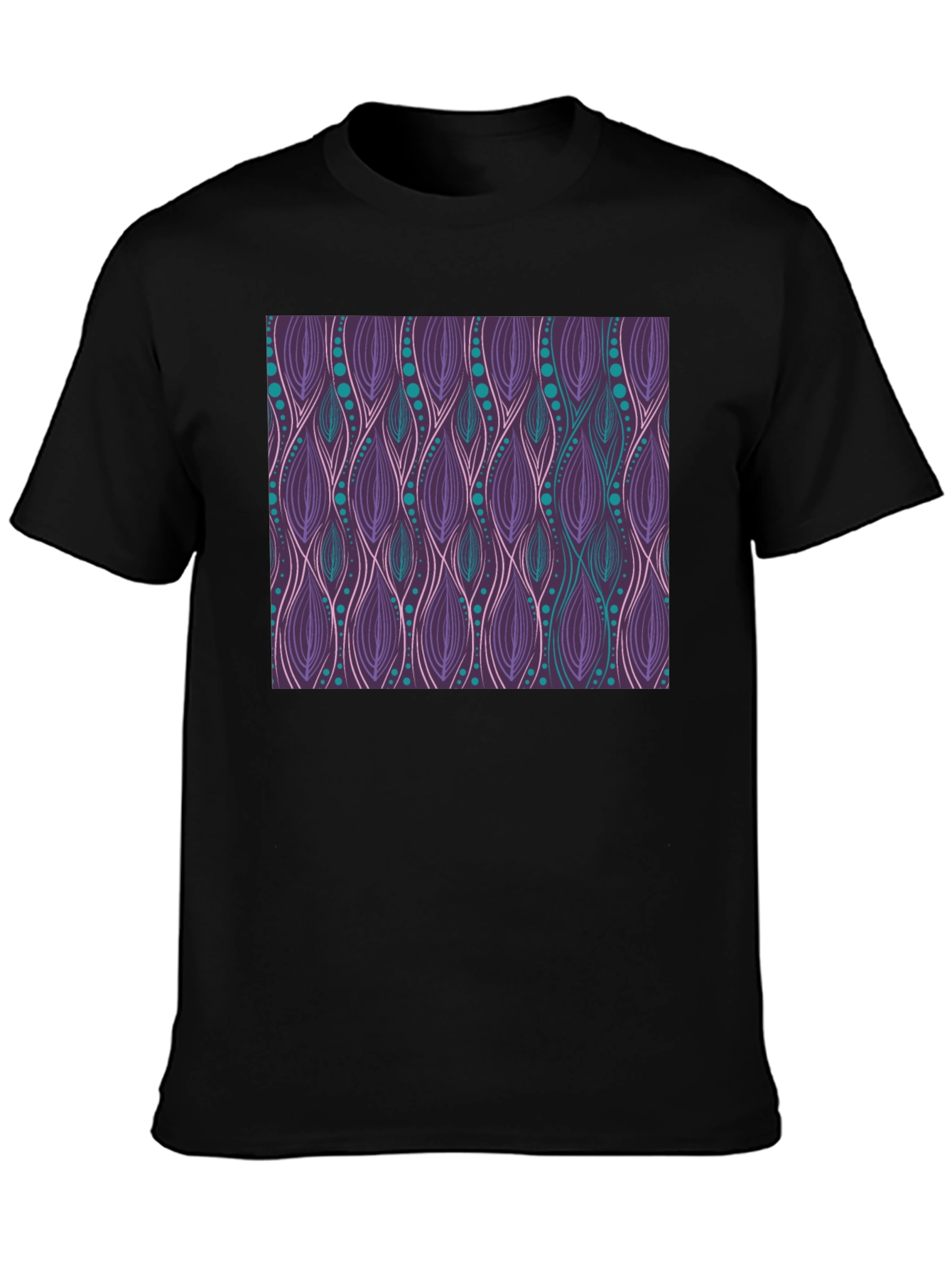 Patterned Tee: Stylish Purple & Teal Graphic T-Shirt
