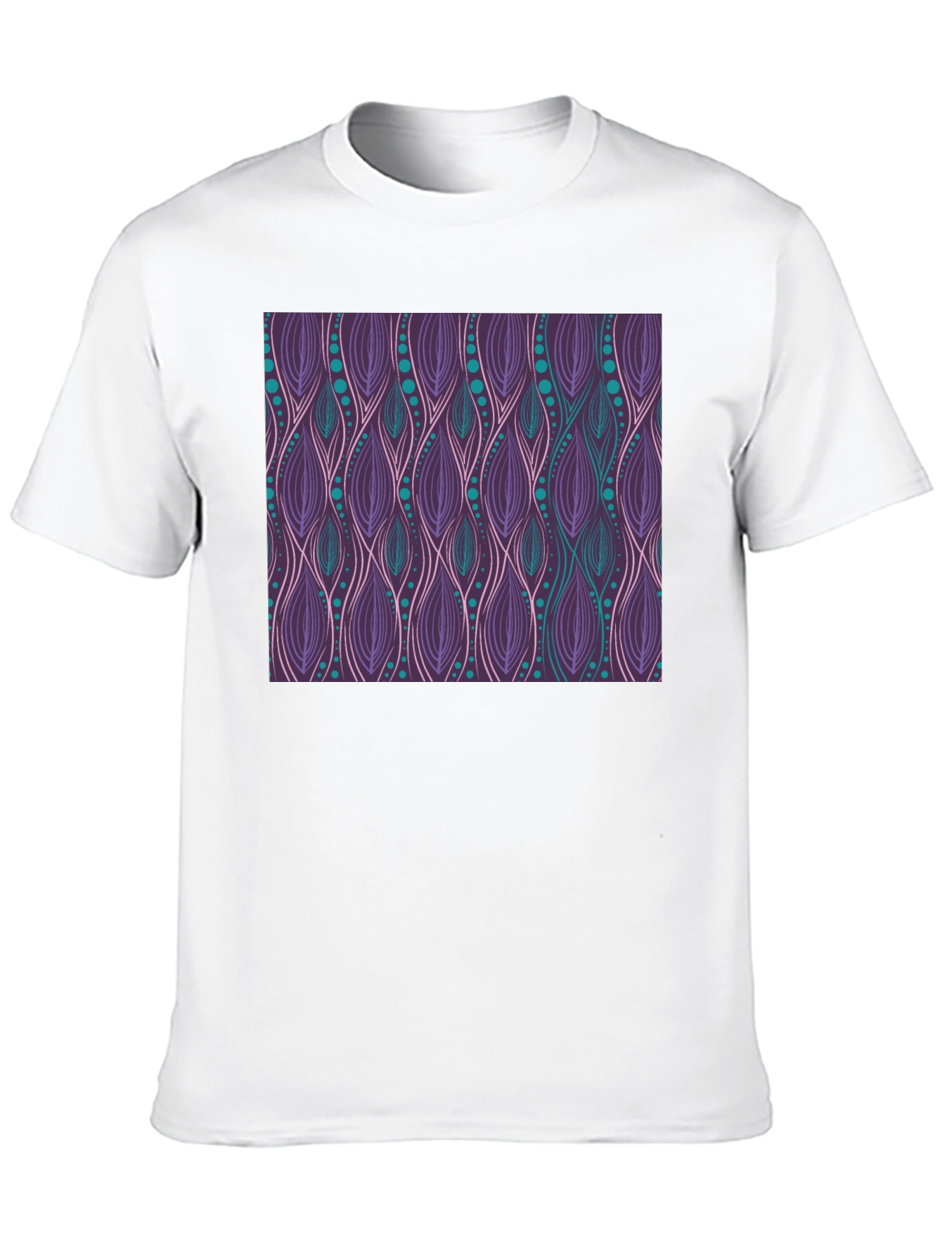 Patterned Tee: Stylish Purple & Teal Graphic T-Shirt