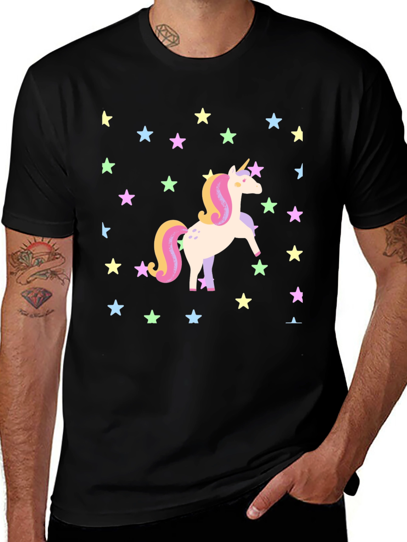 Unicorn Star Graphic Tee - Black