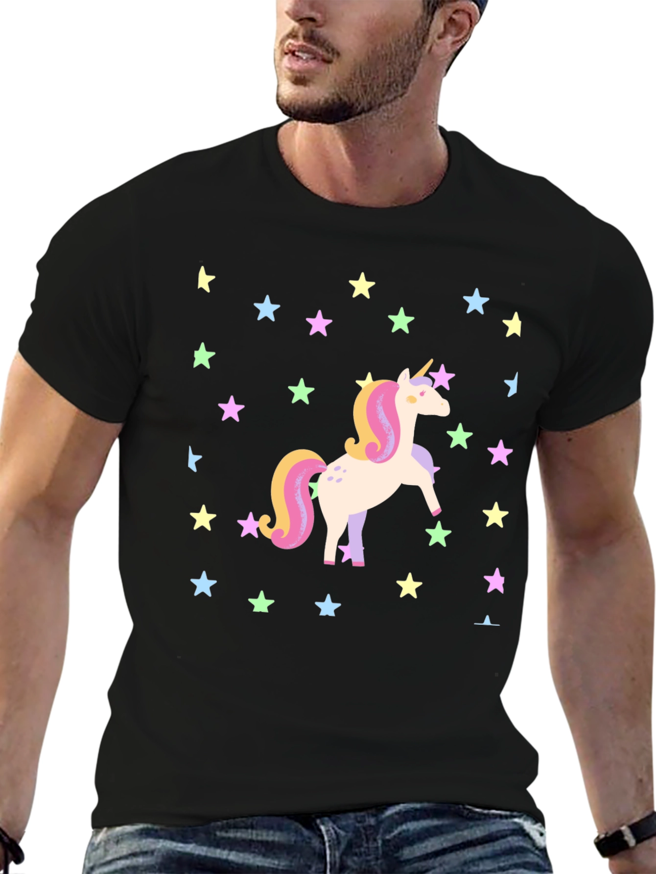 Unicorn Star Graphic Tee - Black