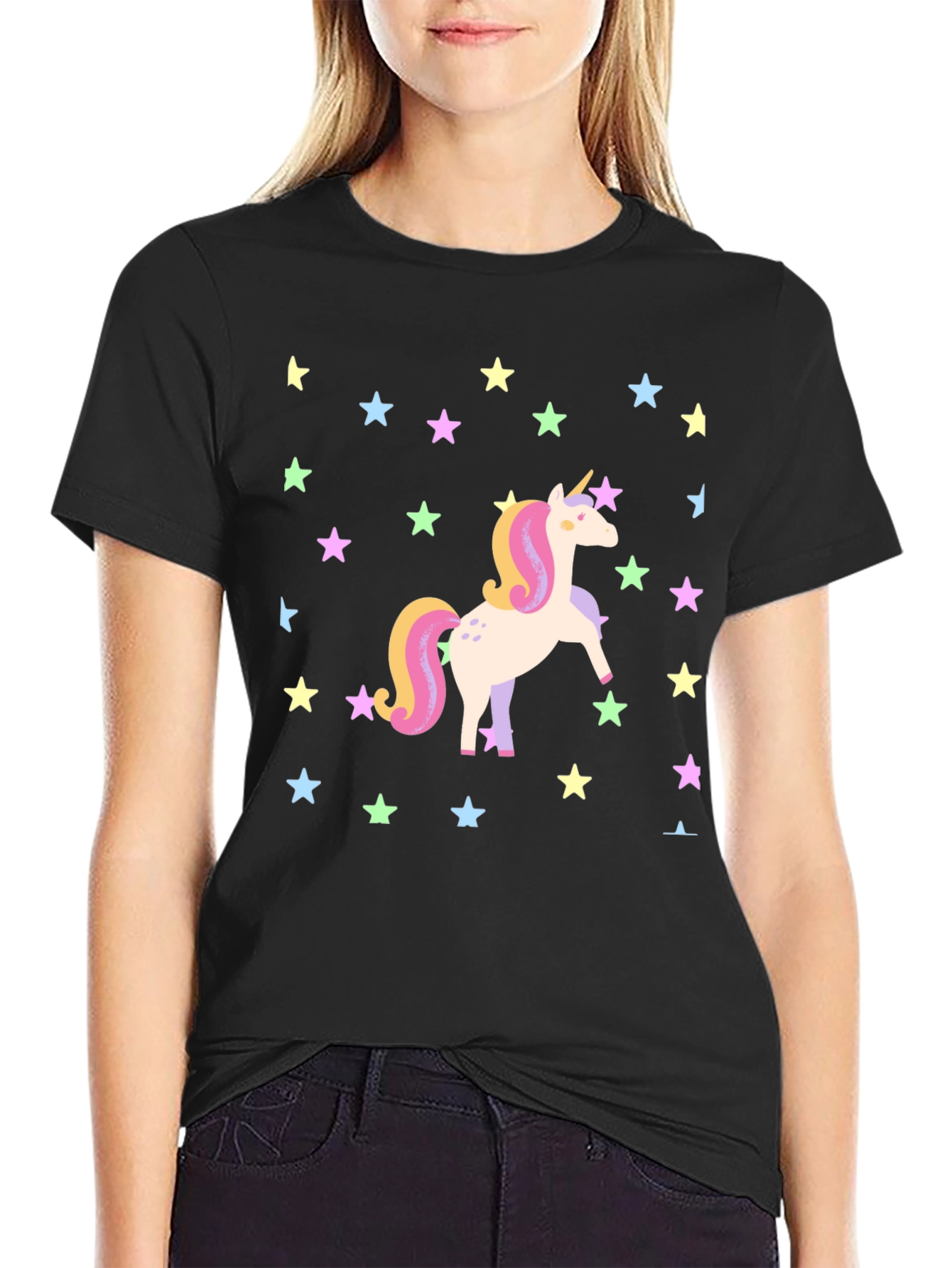 Unicorn Star Graphic Tee - Black