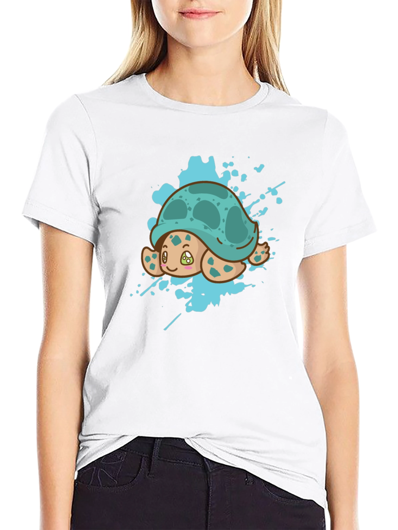 Cute Turtle Splash Graphic Tee