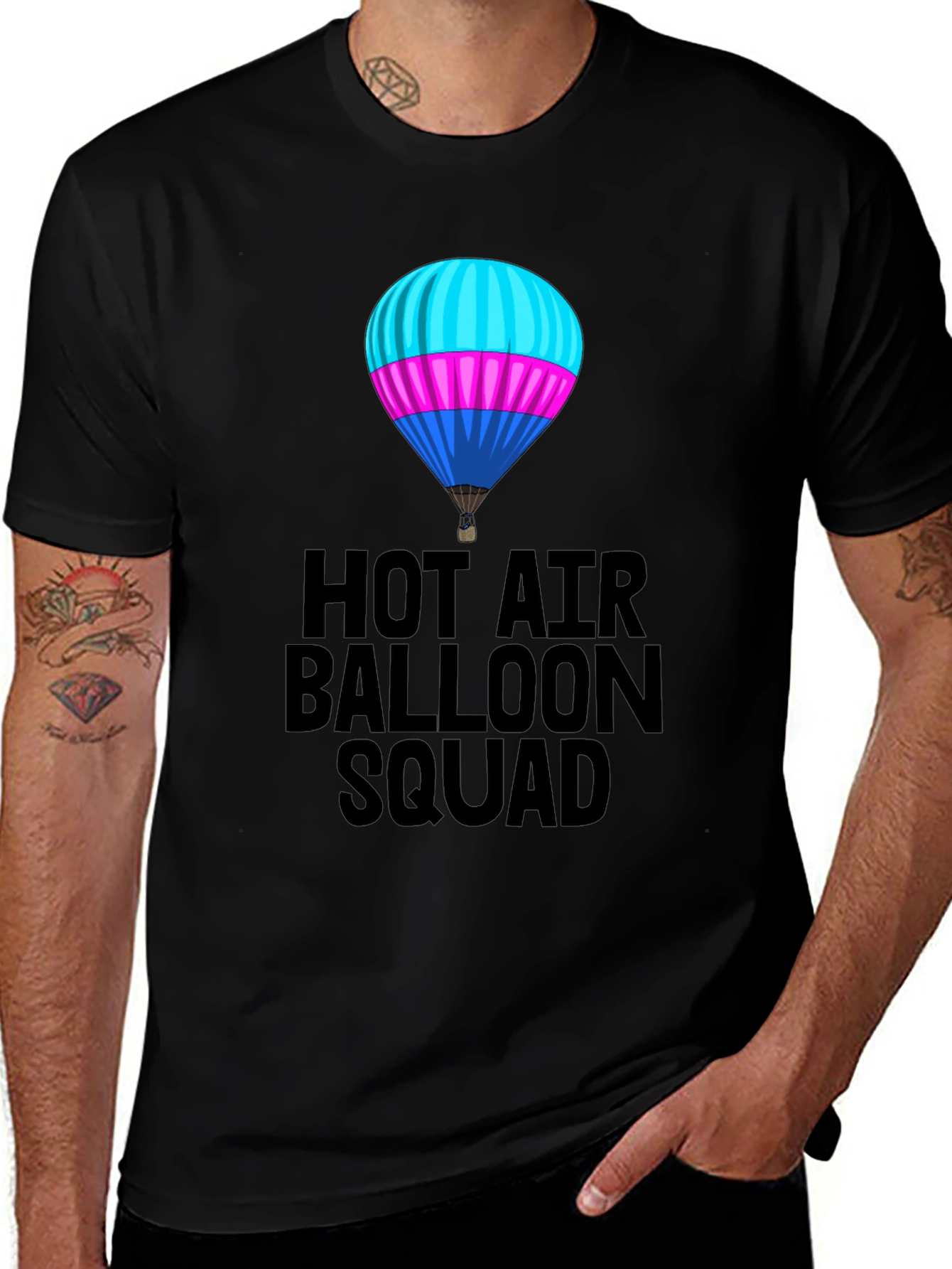 Hot Air Balloon Squad T-Shirt - Unisex Black Tee