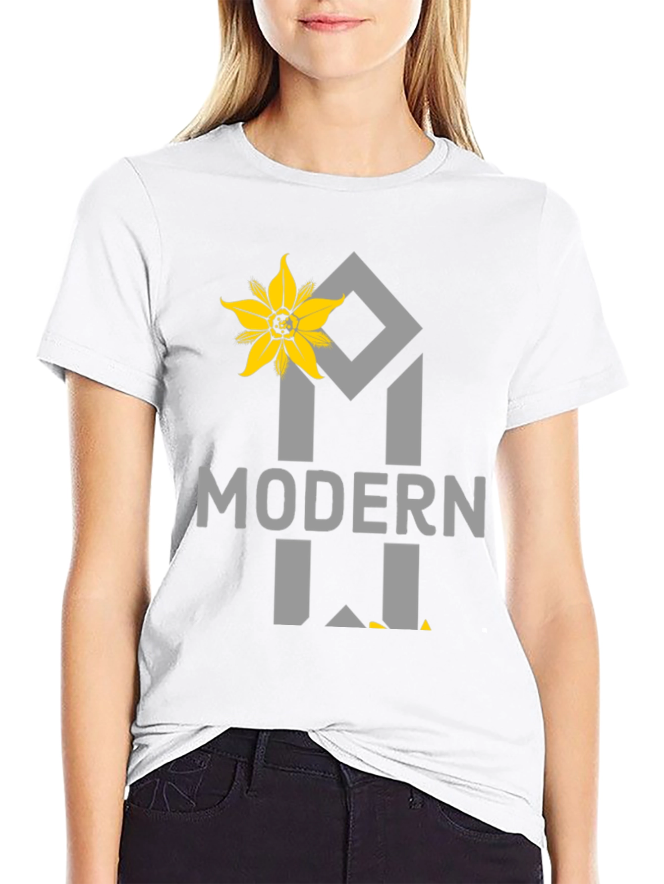 Modern Flower Graphic Tee - Black Unisex Shirt
