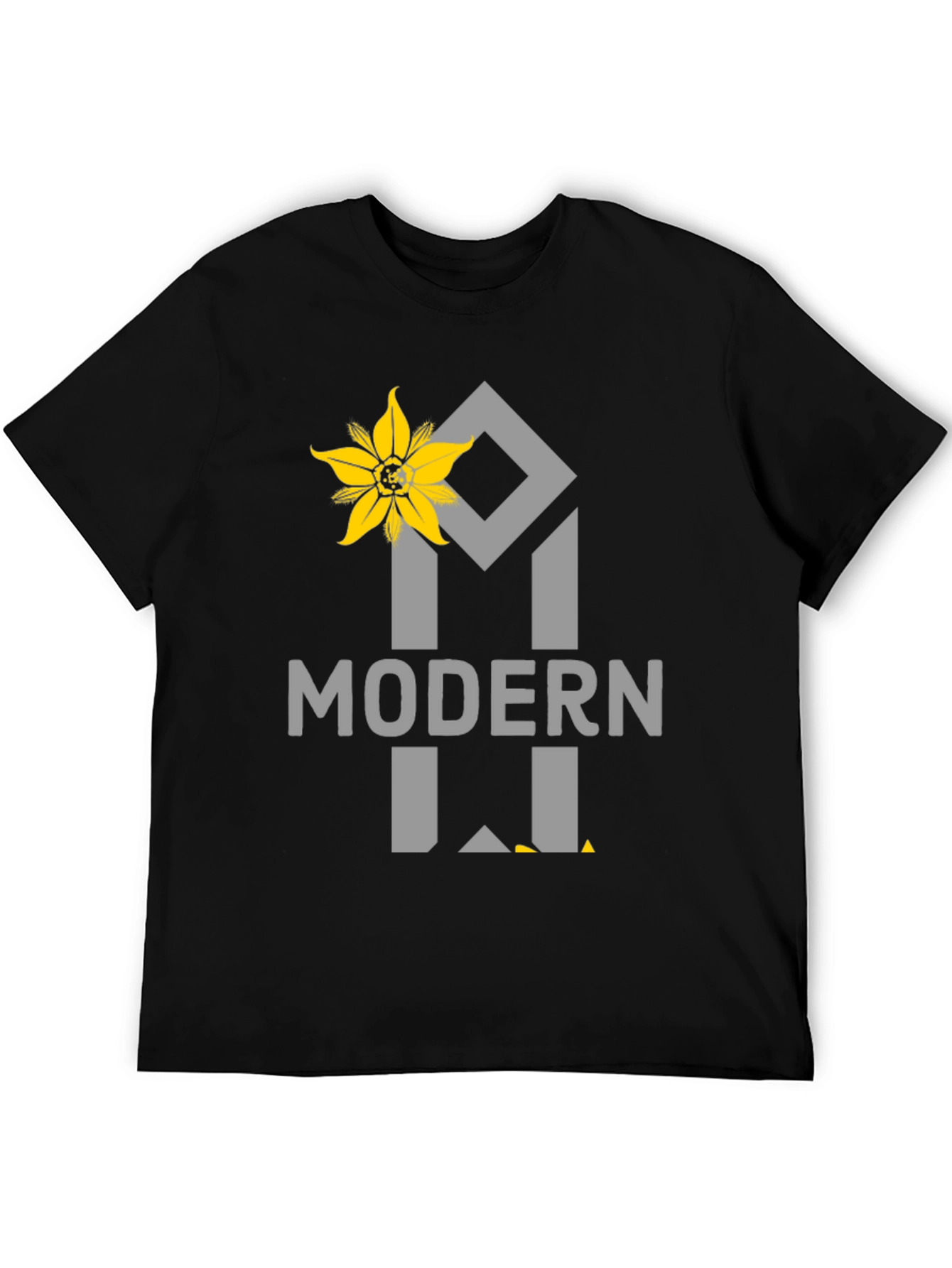 Modern Flower Graphic Tee - Black Unisex Shirt