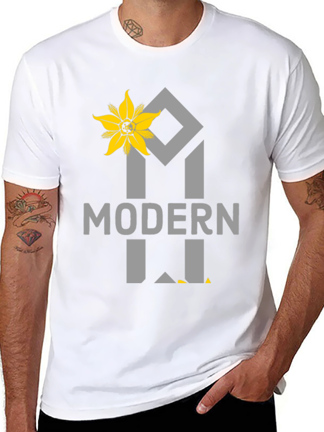 Modern Flower Graphic Tee - Black Unisex Shirt