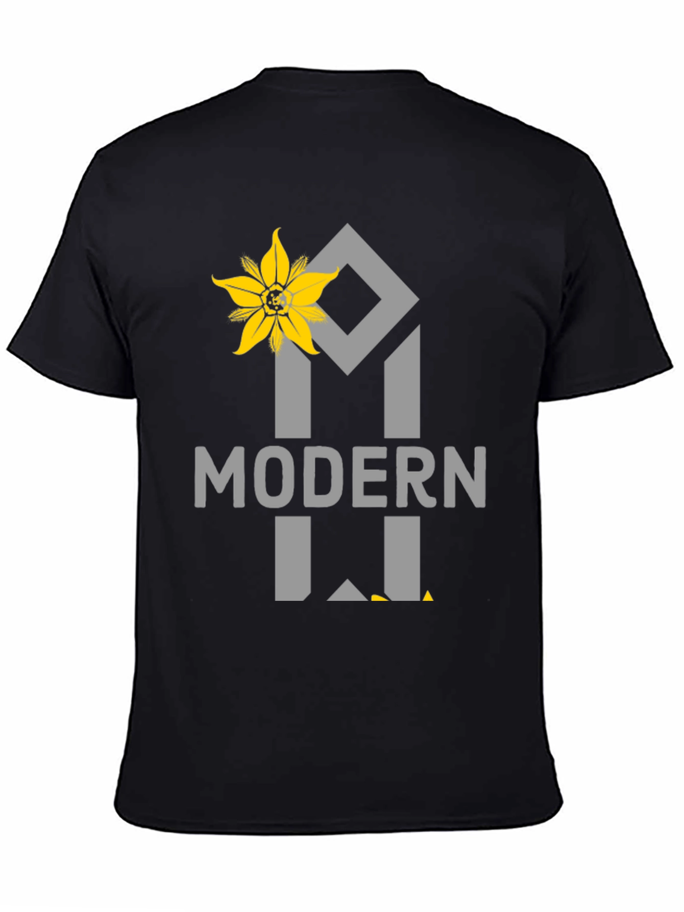 Modern Flower Graphic Tee - Black Unisex Shirt