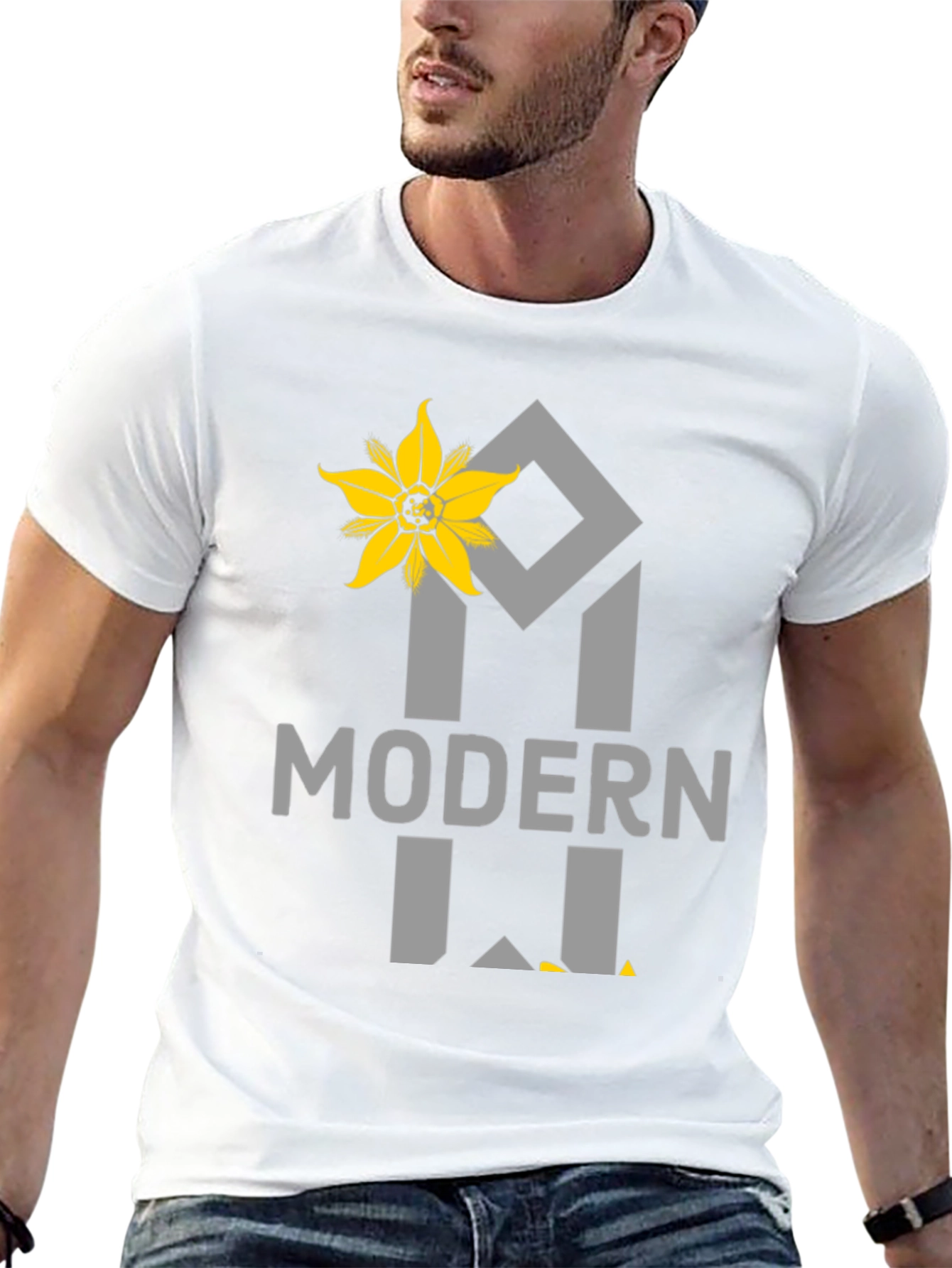 Modern Flower Graphic Tee - Black Unisex Shirt